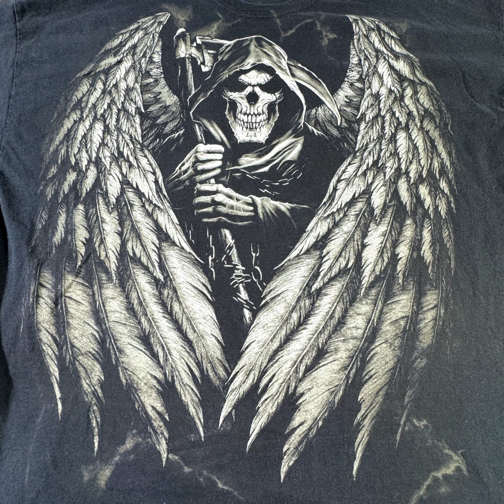 Gildan VINTAGE Gildan Men's 3XL Black Grim Reaper T-Shirt Gothic Horror Angel Death Wings Graphic Tee Size US XXL / EU 58 / 5 - 2 Thumbnail