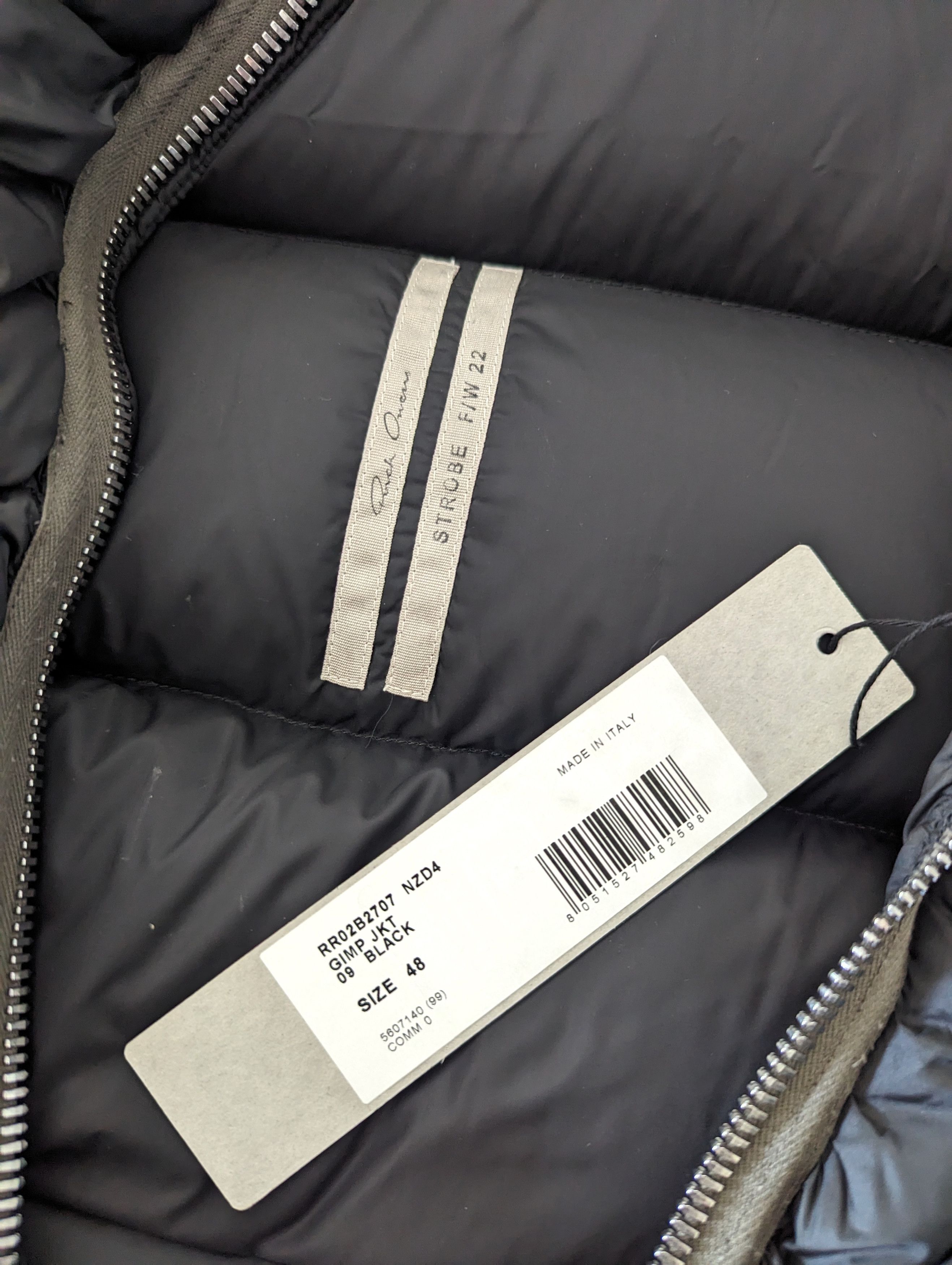 Rick Owens *NEW* GIMP DOWN PUFFER JACKET FW22 STROBE 48 Size US M / EU 48-50 / 2 - 9 Thumbnail