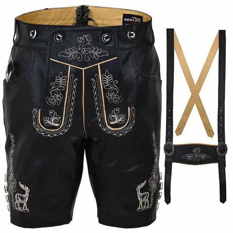 Other mens Leather Lederhosen Albert Black Size US 34 / EU 50 - 5 Thumbnail