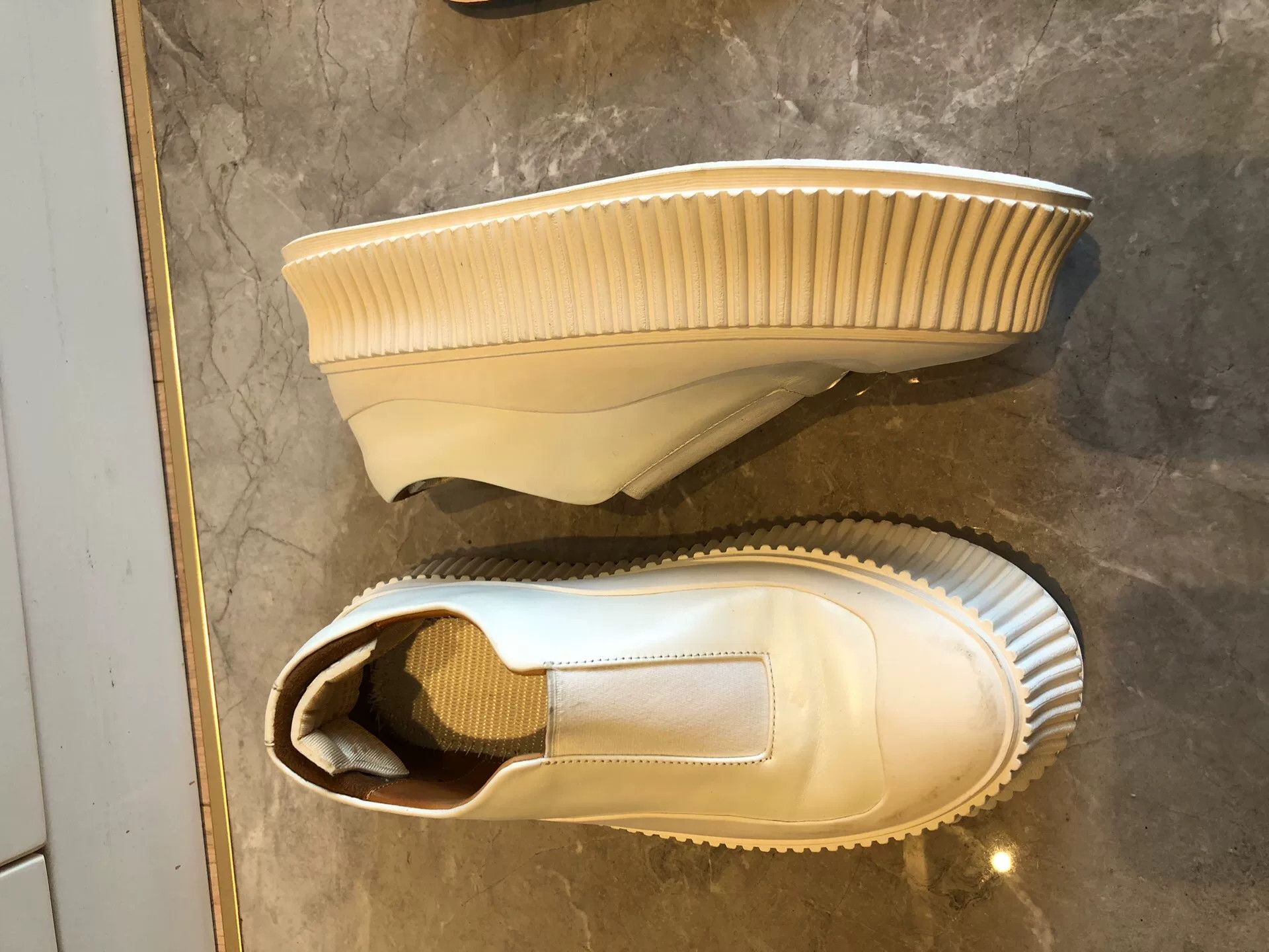 Jil Sander Jil Sander White Leather Slip-On Platform Shoes Size US 5 / IT 35 - 1 Thumbnail