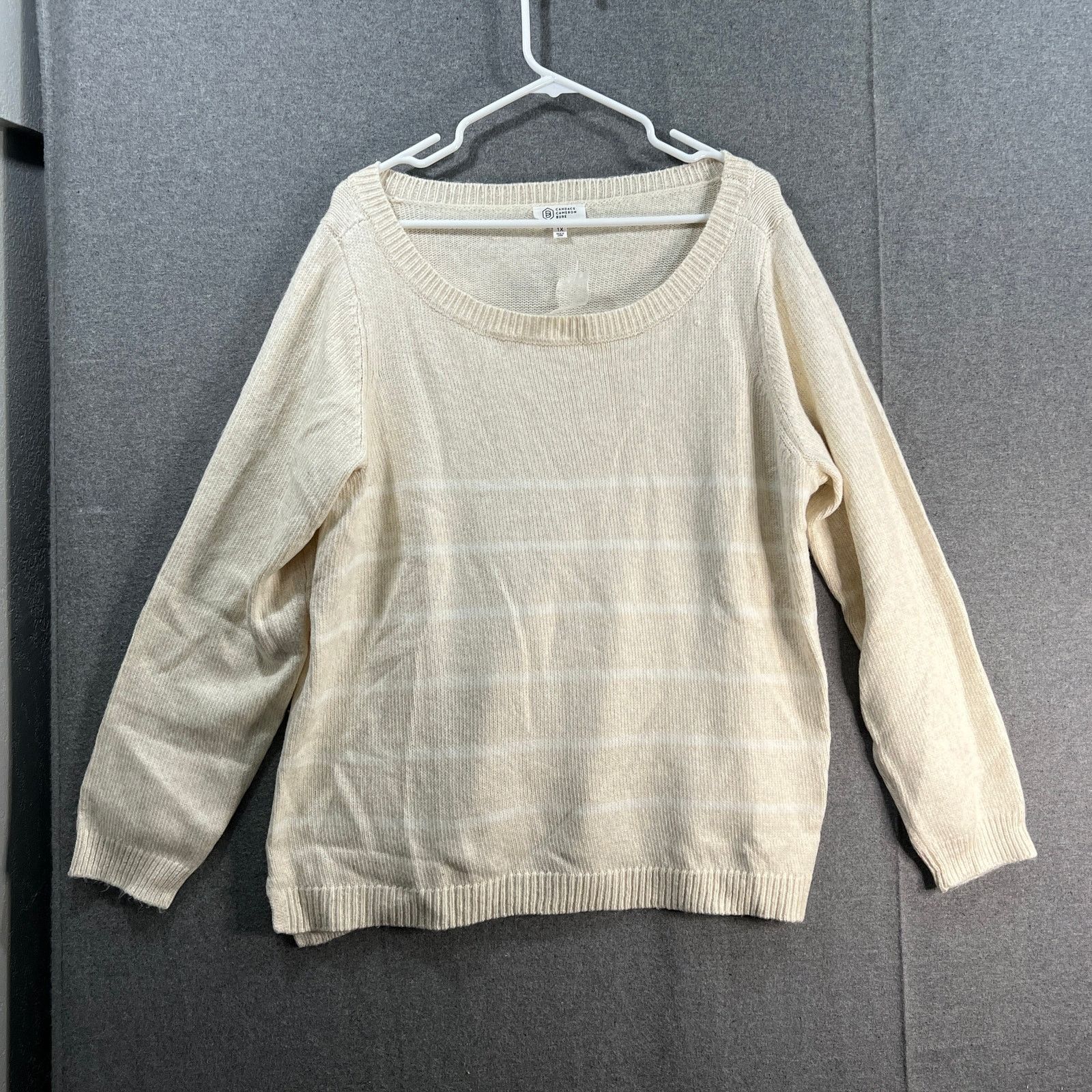 Other Candace Cameron Bure Boatneck Striped Sweater Oatmeal Heat Size XL / US 12-14 / IT 48-50 - 1 Thumbnail