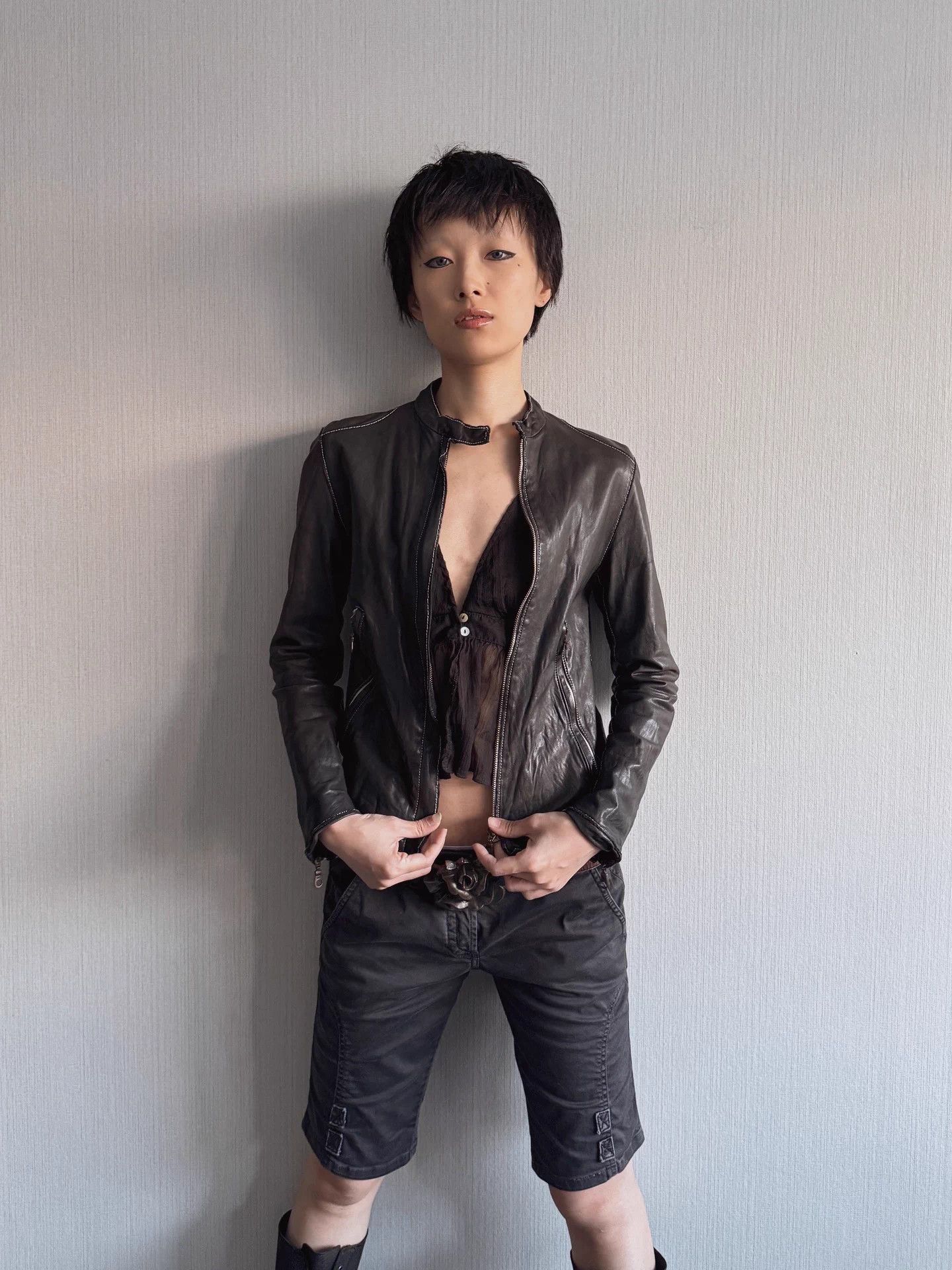 Vintage Jpn Brand Vintage Gunmetal Gray Sheepskin Leather Jkt XXS Size XXS / US 00 / IT 34 - 9 Thumbnail