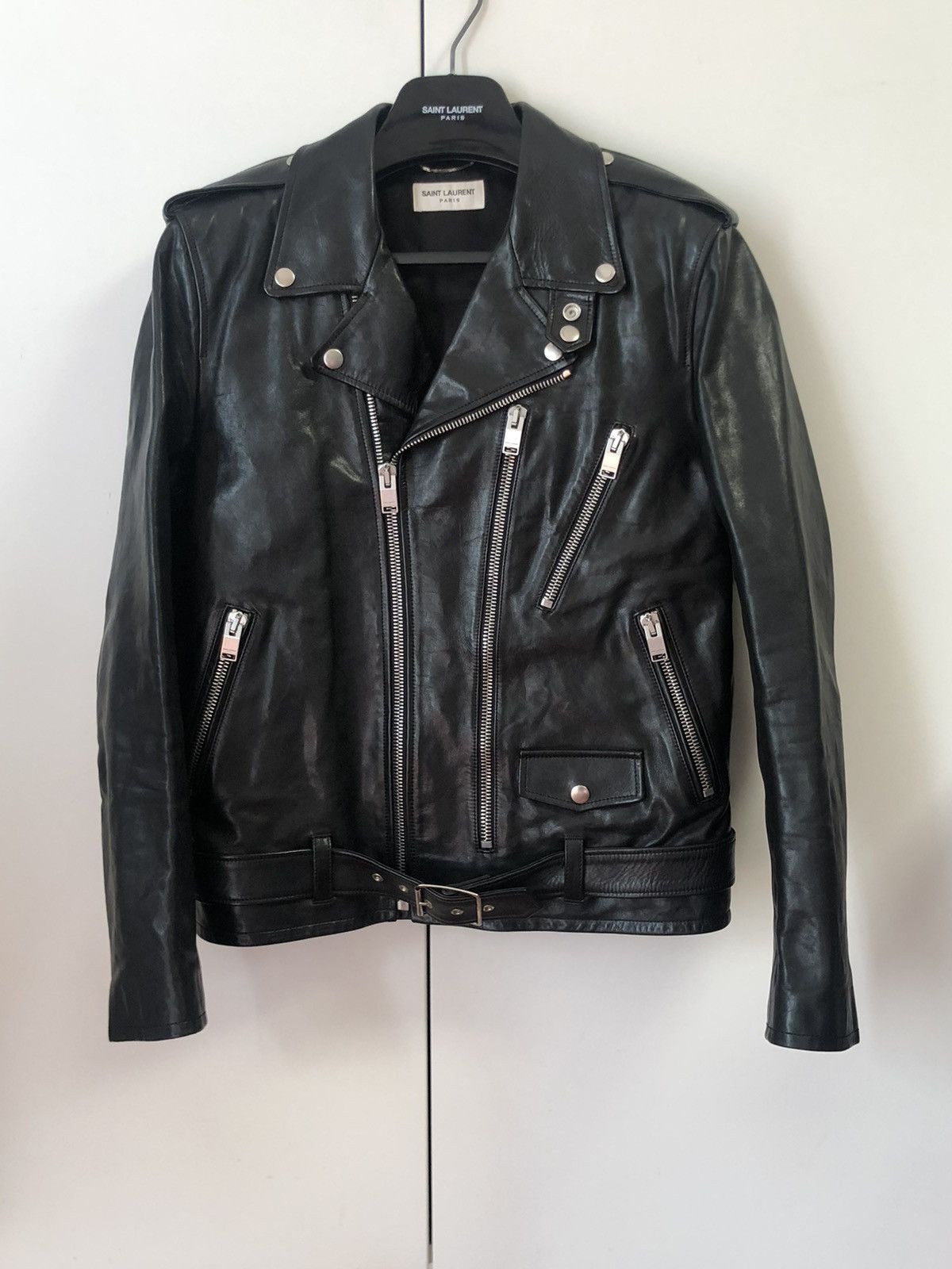 image of Saint Laurent Paris Fw17 L17 Leather Jacket Size 52 in Black, Men's