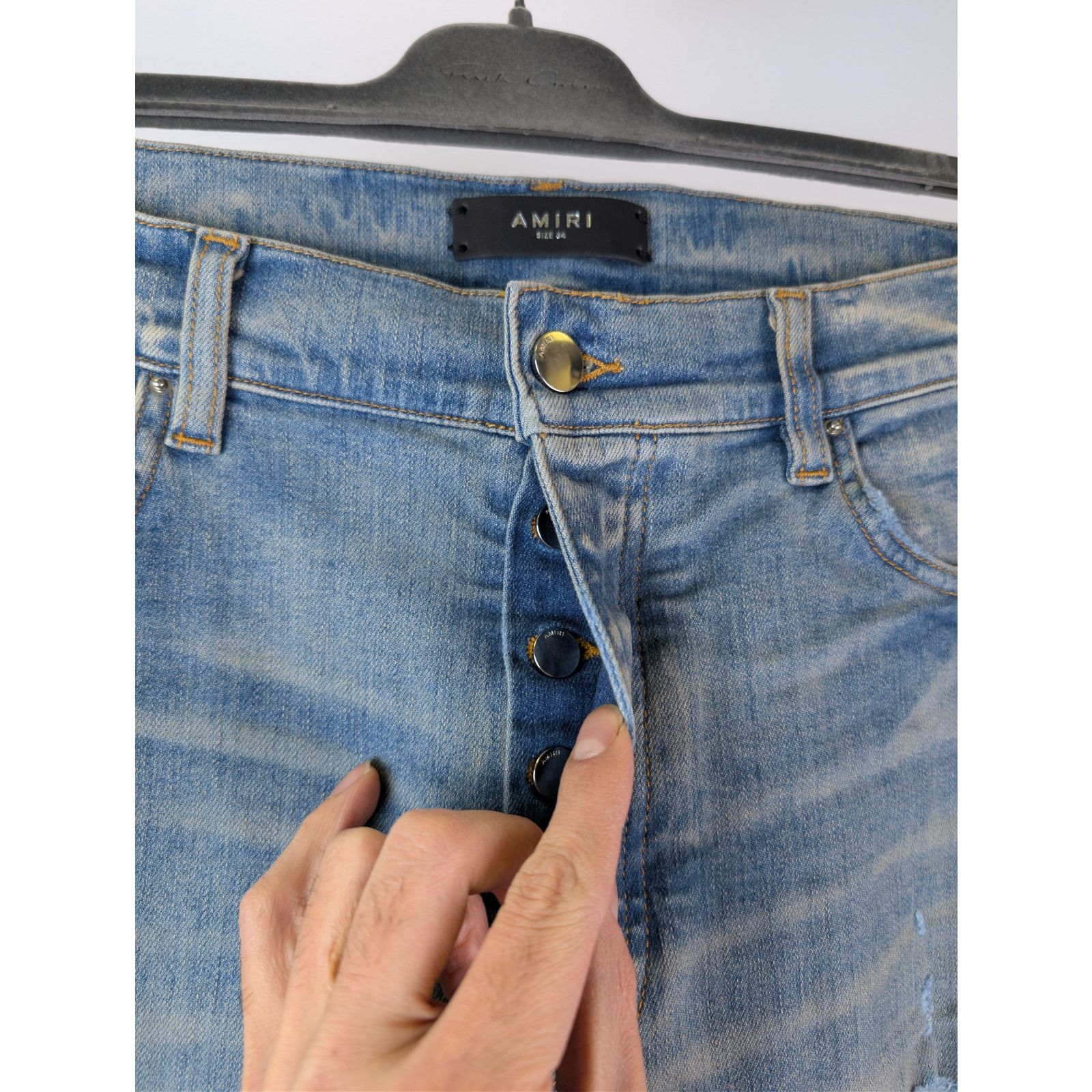 Amiri o1rshd1 Old English Logo Jean Denim Jeans Clay Indigo Size US 34 / EU 50 - 7 Thumbnail
