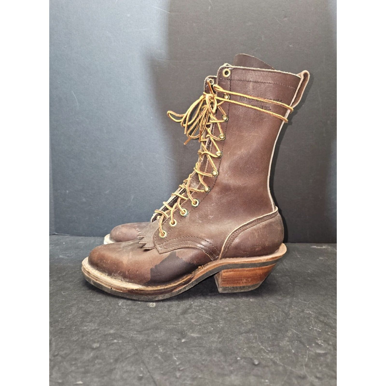 Vintage Hathorn Boot Mfg White's Brown Leather Packer Logger Style Boots Mens Sz 4 1/2 D Lace-Up Calf High - Leather, Arch Support, Slip Resistant, Button Up? Size US 5 / EU 37 - 6 Thumbnail