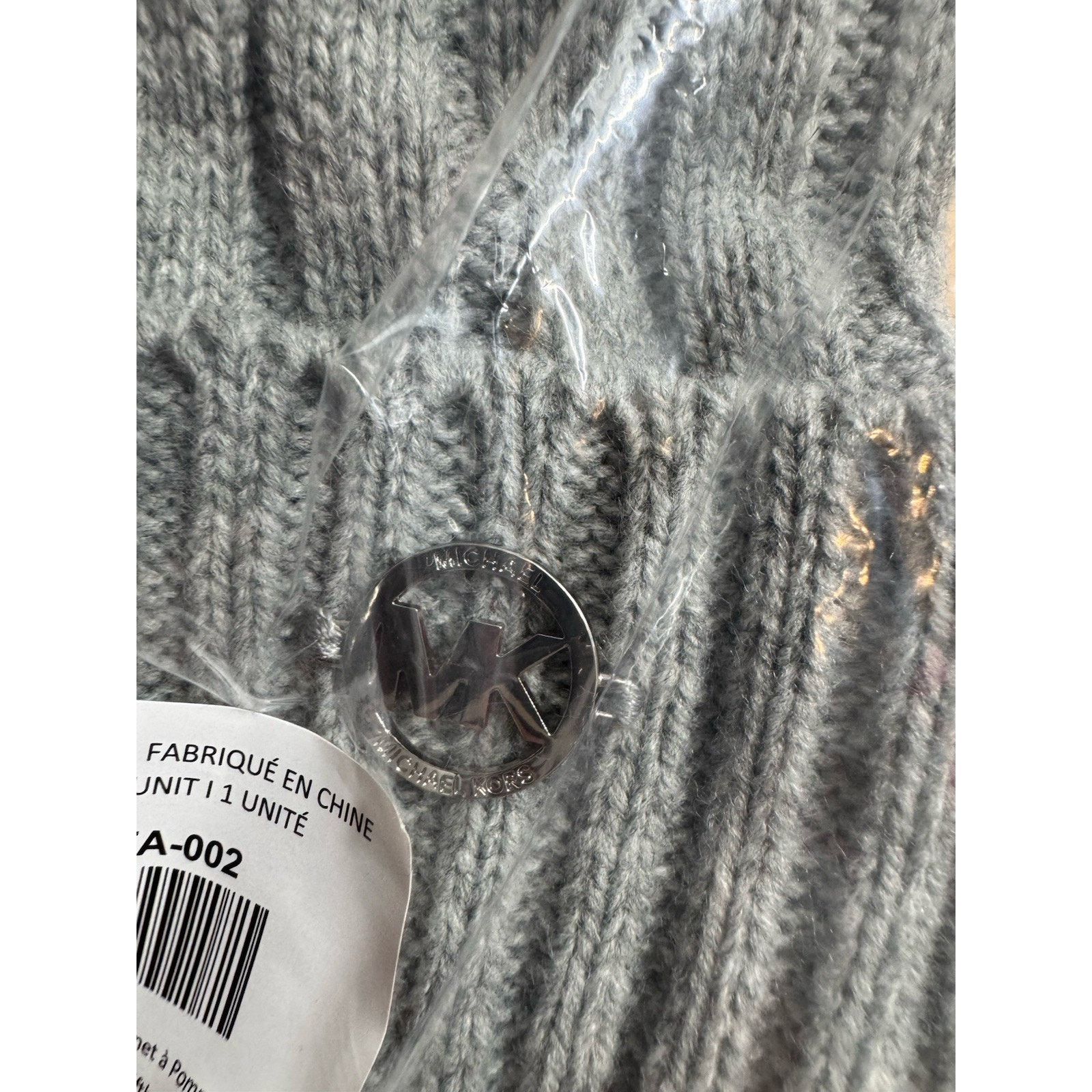 Michael Kors NWT Michael Michael Kors Gray Knit Beanie Pom Pom MK OS Hat Size ONE SIZE - 3 Thumbnail