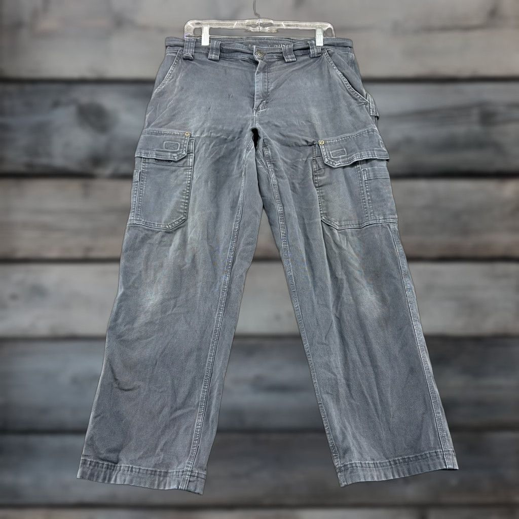 Vintage Duluth Pants Men Casual Workwear Cargo Flat Front Relaxed Straight Gray 34x30 Cotton Canvas Pockets Logo Zipper Vintage No Size US 34 / EU 50 - 1 Thumbnail