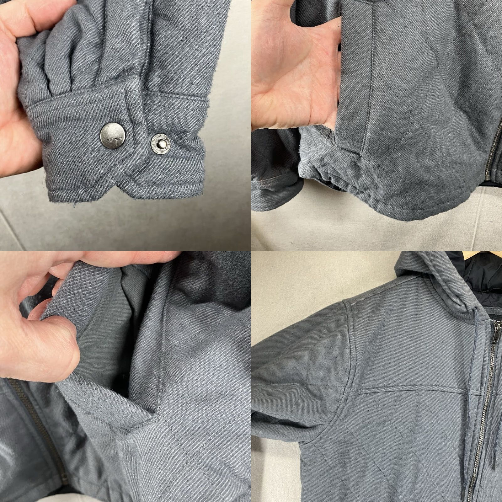 Marmot Marmot Mens Hoodie Large Full Zip Quilt Lined Light Blue Snap Button Size US L / EU 52-54 / 3 - 9 Thumbnail