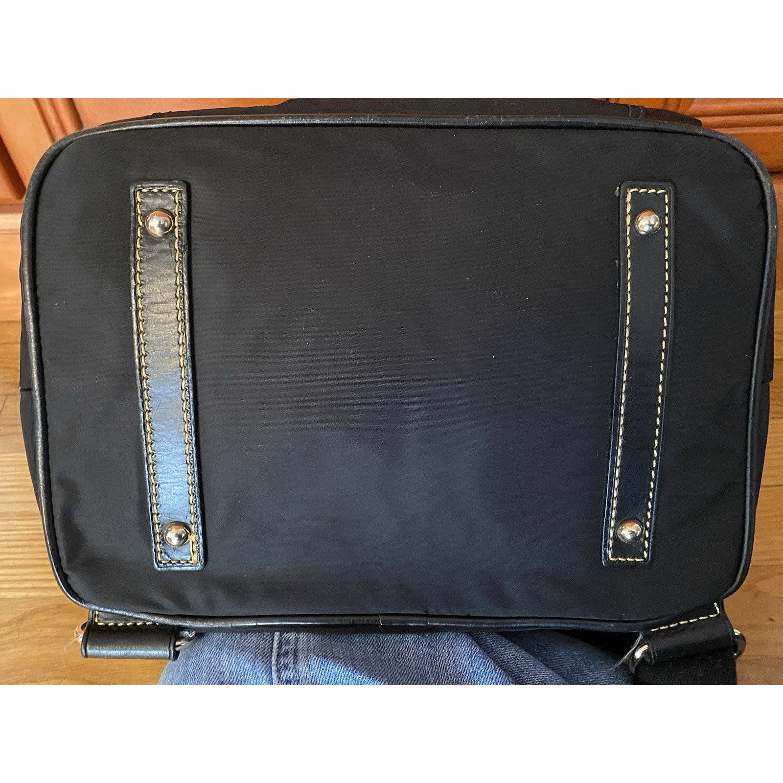 Dooney & Bourke Dooney & Bourke Blk Nylon Drawstring Backpack Leather Trim Size ONE SIZE - 10 Thumbnail