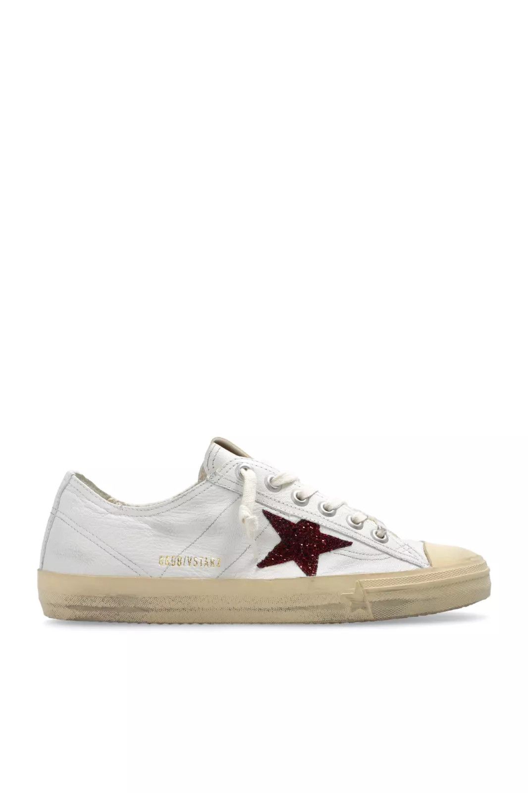 GOLDEN GOOSE V-Star Women's White/Red Glitter Sneakers New