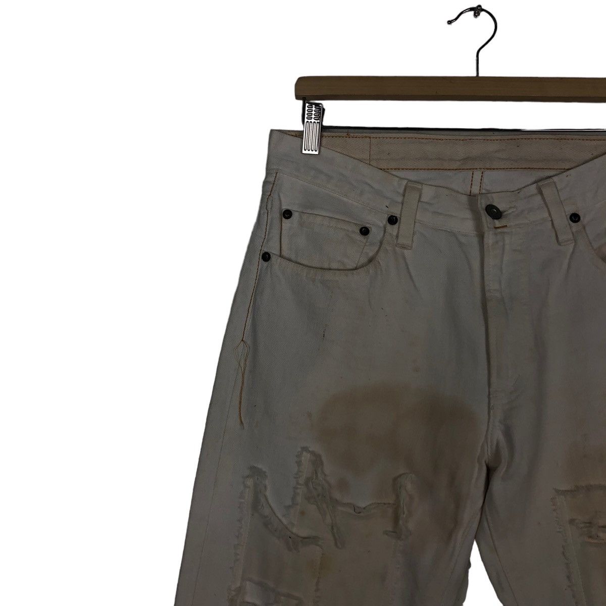 Japanese Brand 🔥Worn Rusty Design White Denim Johnbull Japan Size US 32 / EU 48 - 7 Thumbnail