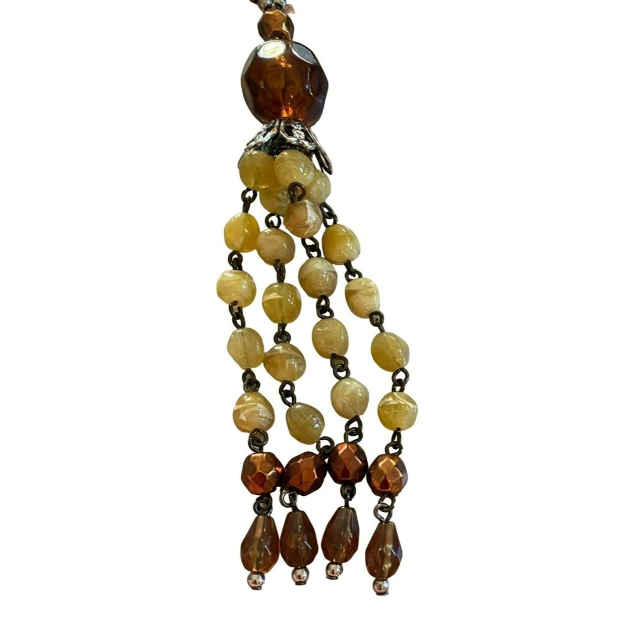 Other Vintage Avon signed N.R. Nina Ricci Yellow & Brown Beaded Ne Size ONE SIZE - 3 Thumbnail