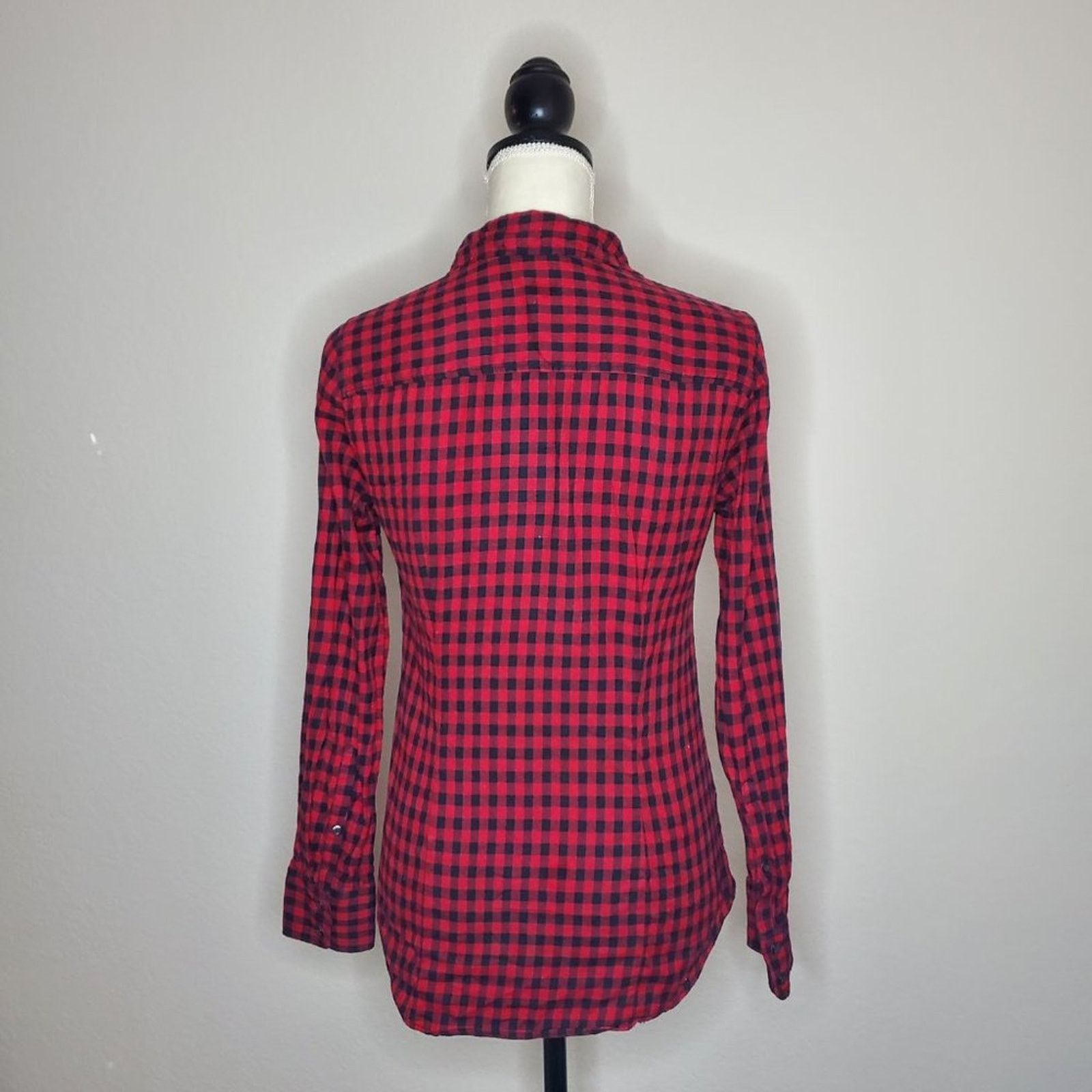 J.Crew J. Crew Red Buffalo Check Blouse XS Size XS / US 0-2 / IT 36-38 - 3 Thumbnail