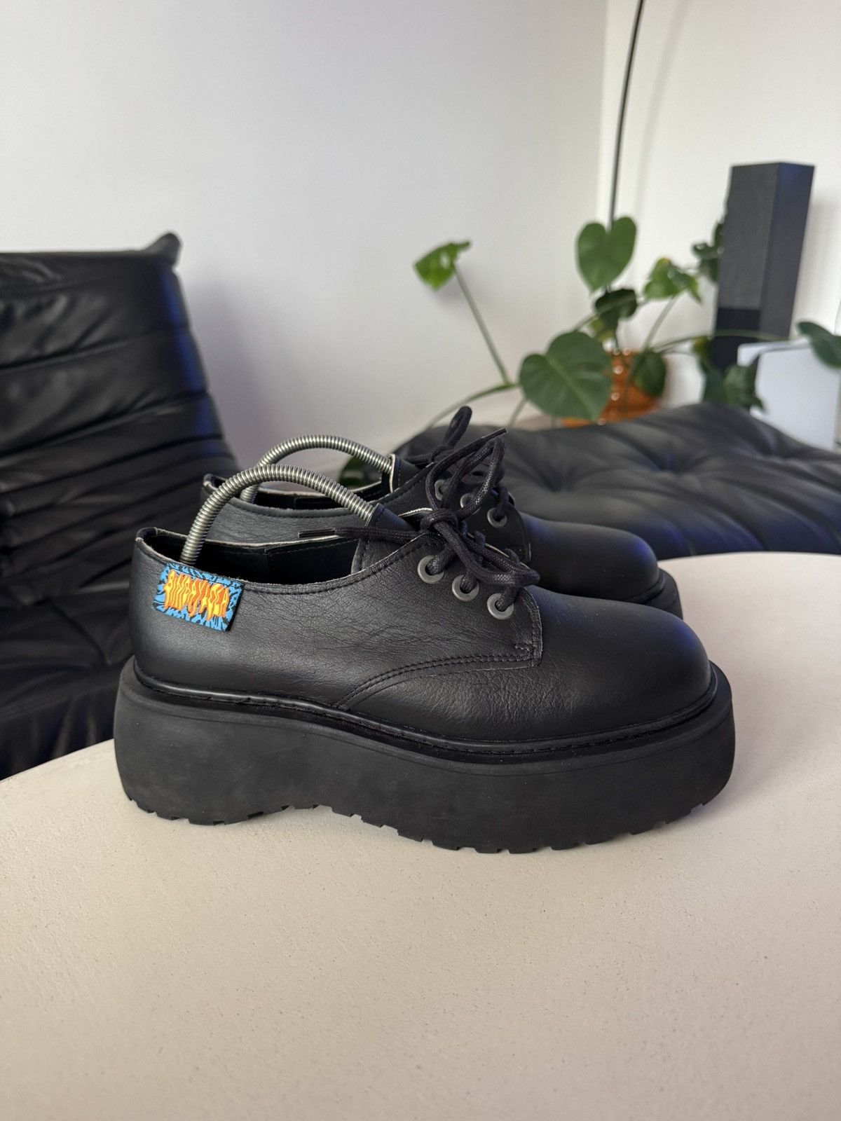 Leather Rare Vintage Avant Garde Platform Derby Leather Boots Grail Size US 5.5 / EU 38 - 1 Thumbnail