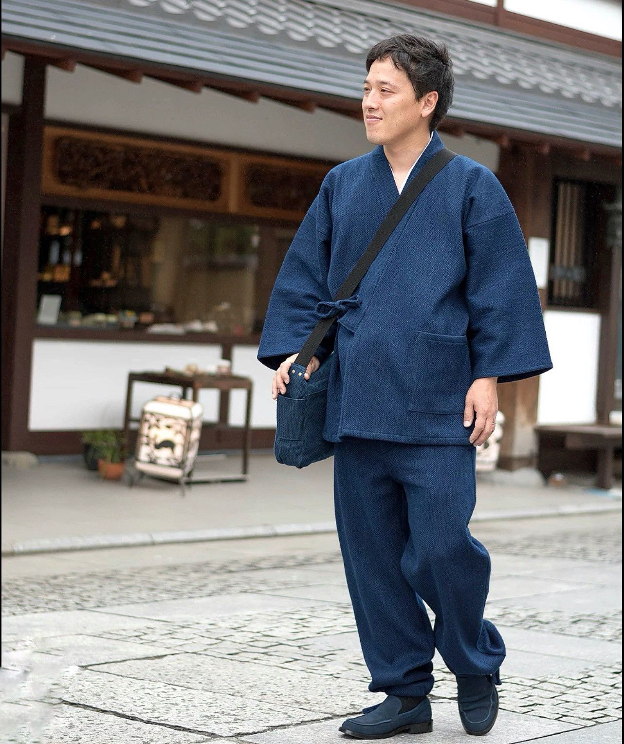 Japan Blue Vintage Indigo Dyed Thick Yarn Samue Japanese Worker Set Size US L / EU 52-54 / 3 - 1 Thumbnail