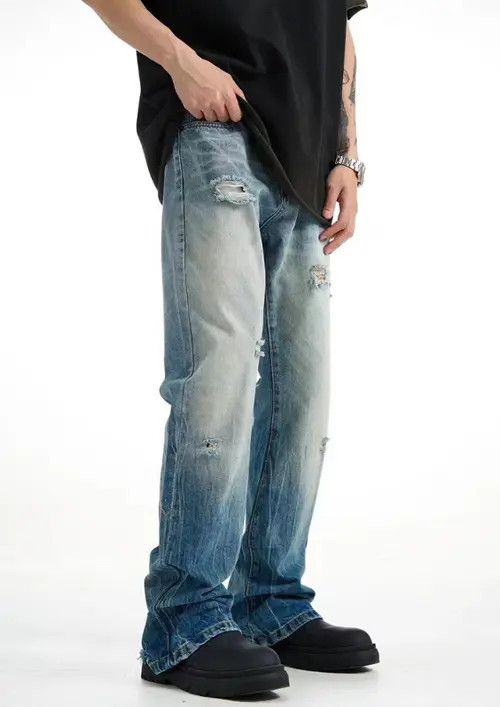 Japanese Brand × Jean American men's retro gradient washed ripped flared jeans Size US 32 / EU 48 - 3 Thumbnail
