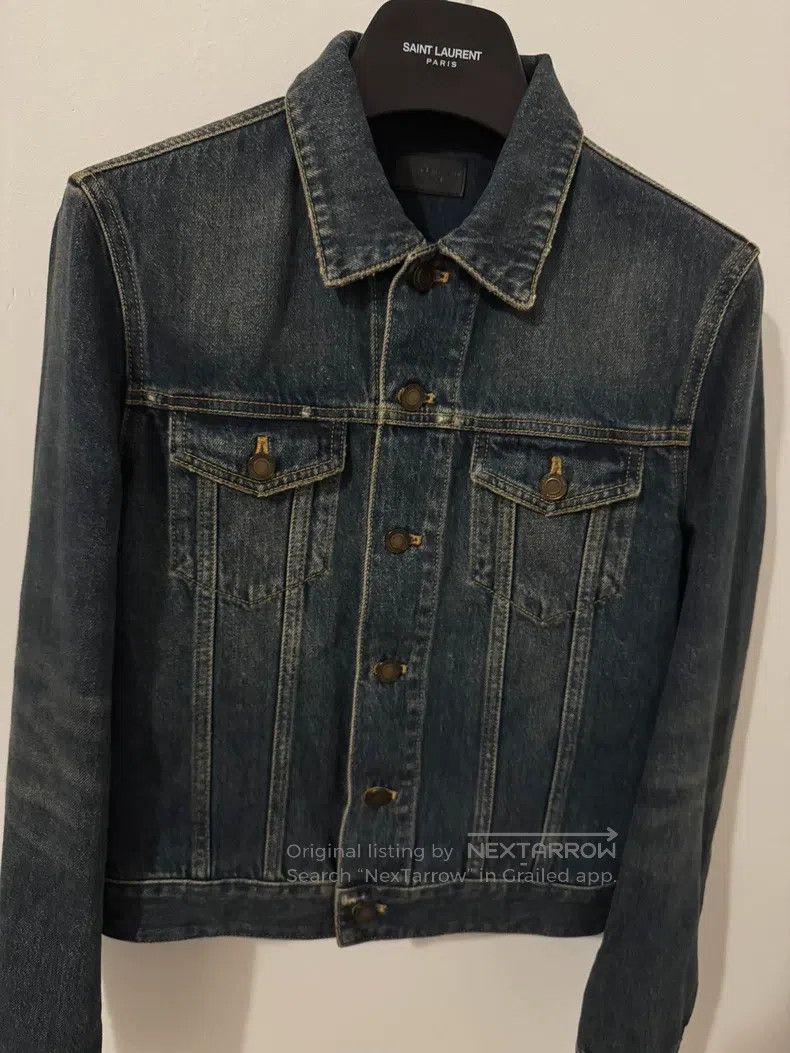 Saint Laurent Paris Saint Laurent Paris Retro Dark Blue Basic Denim Jacket Size US S / EU 44-46 / 1 - 3 Thumbnail
