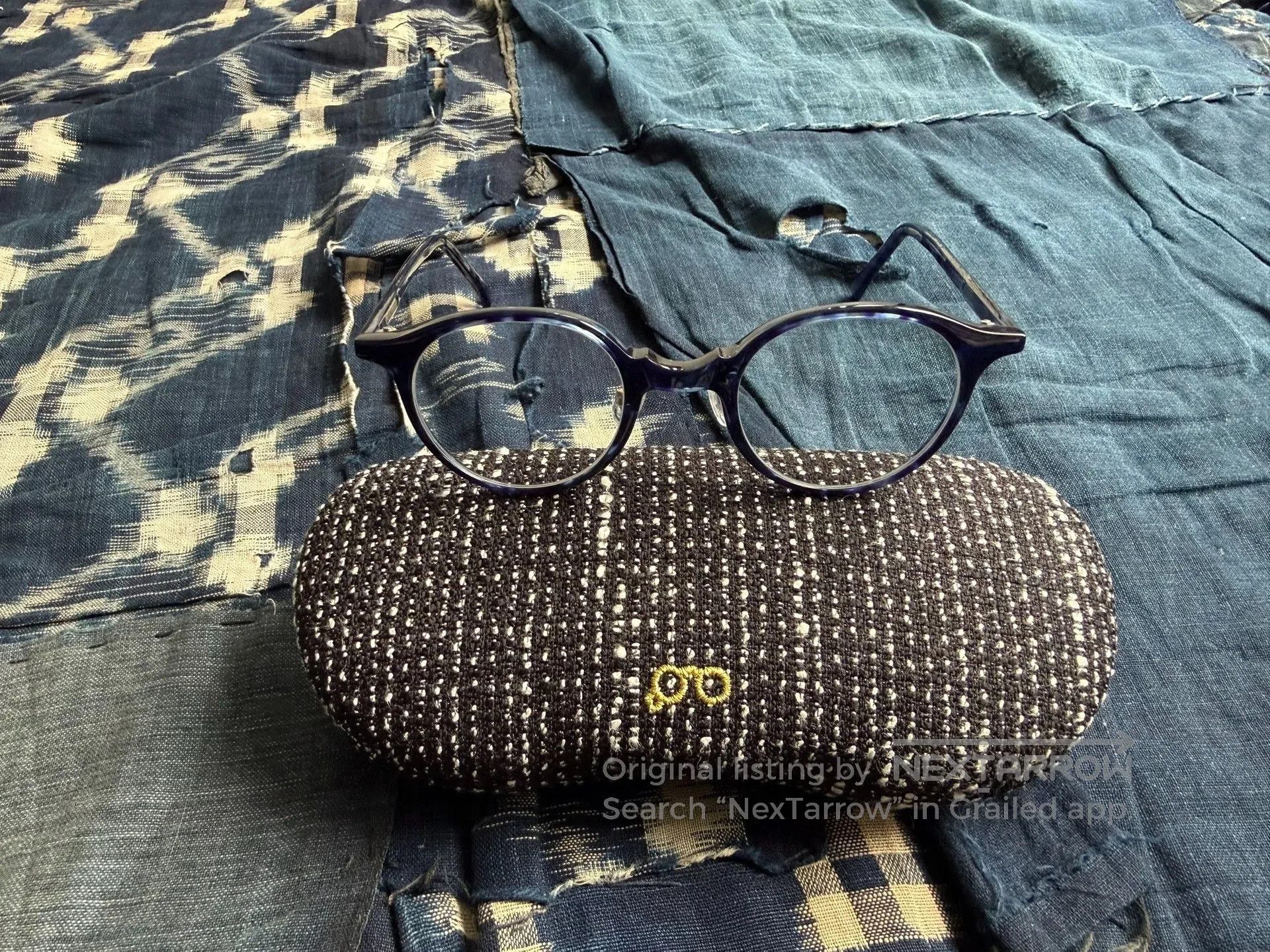 Hakusan Megane Baishan Retro Blue Glasses. Size ONE SIZE - 2 Thumbnail