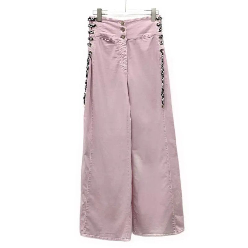 Chanel Chanel Pink Cotton Women's Denim Pants 0089 Size 23" - 1 Thumbnail