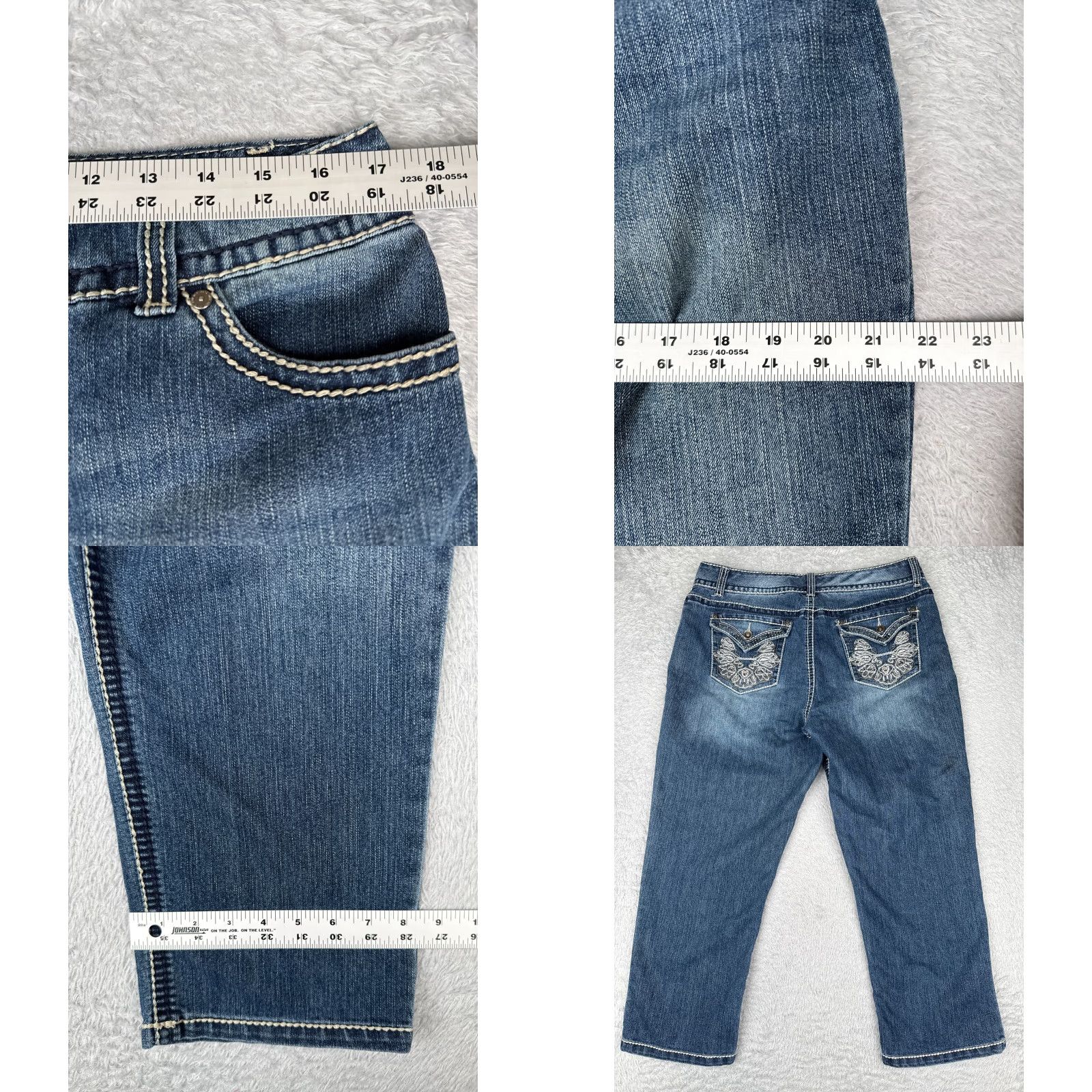 Nine West Nine West Jeans Women 14 Blue Denim Capri Crop Embroidered 32x25 High Rise Casual Date Night Womens Jeans Size 36" / US 14 / IT 50 - 9 Thumbnail