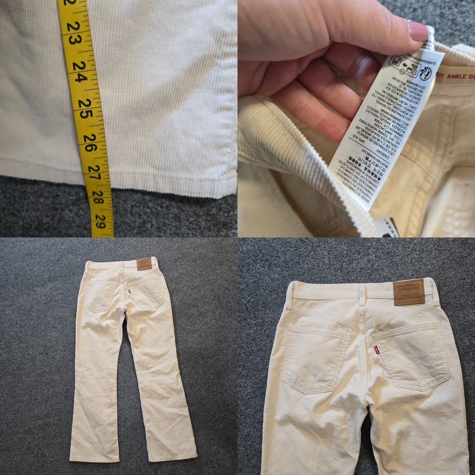 Levi's Levi's Pants Women Size 24 White Corduroy Mid Rise Ankle Bootcut Capsule Casual Womens Size 42" / US 20 - 8 Thumbnail