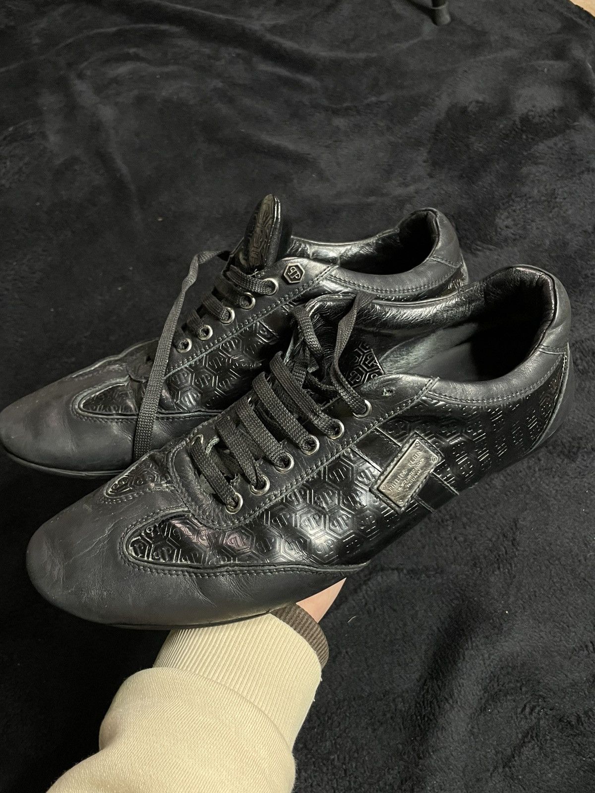 Vintage Philipp Plein Monogram Leather Sneakers Size 43