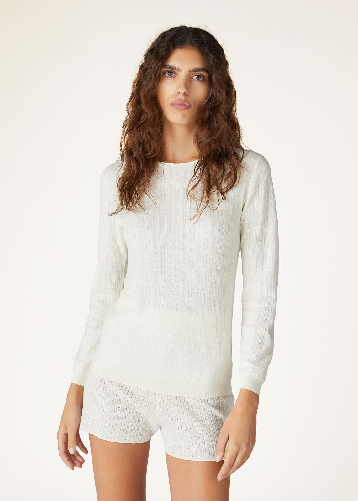 Loro Piana o1srvl11e0425 FAN6384 Cocooning Scoop Neck Sweater in White Size L / US 10 / IT 46 - 6 Thumbnail