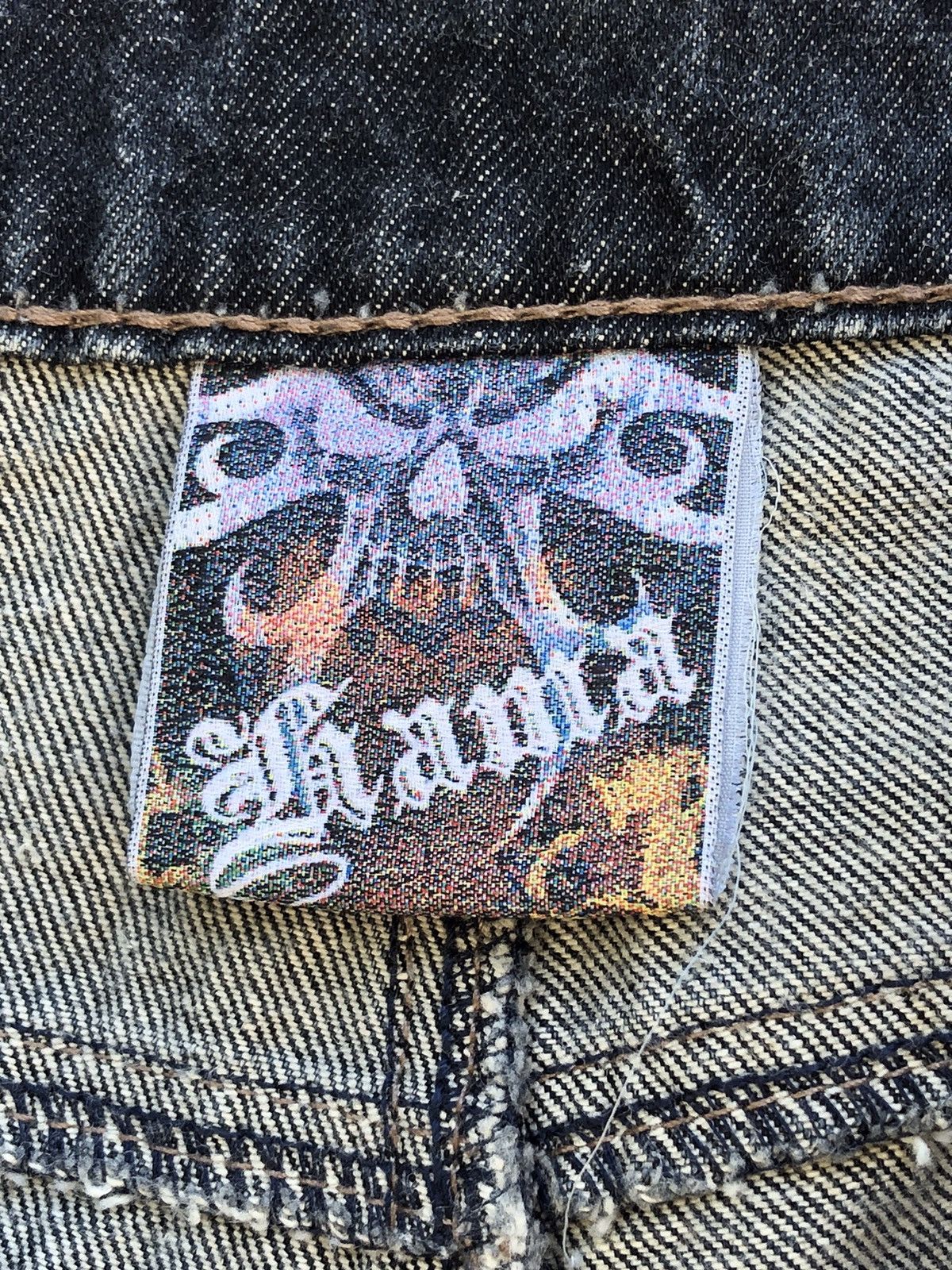 Japanese Brand Hama Skull Swarowski Logo Style Baggy Jeans Size US 36 / EU 52 - 13 Thumbnail