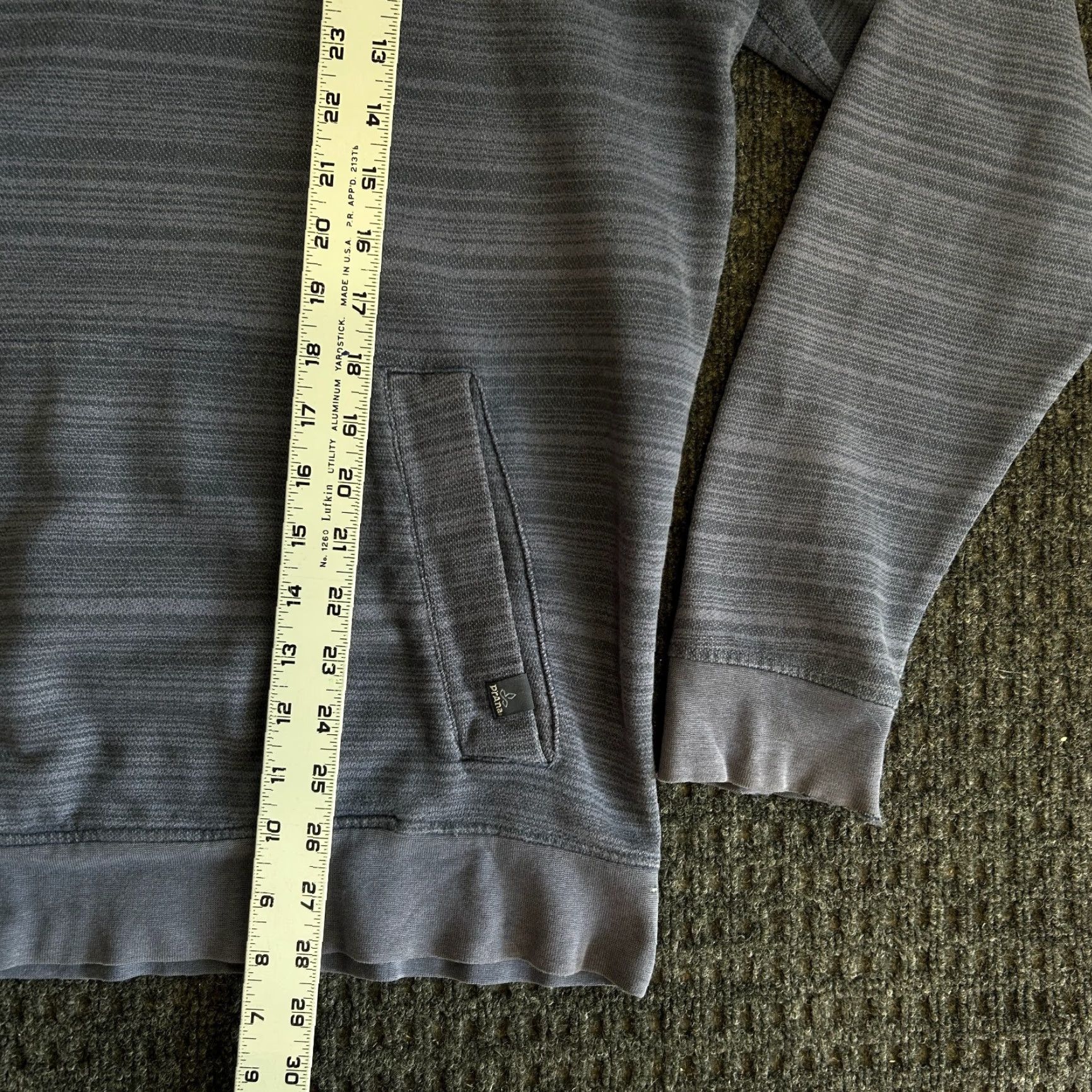 Prana prAna Hoodie Men M Blue Striped Knit Cotton Pullover Hooded Sweatshirt Casual Outdoor Beach Style Breathe 2010s Mens Size US M / EU 48-50 / 2 - 7 Thumbnail