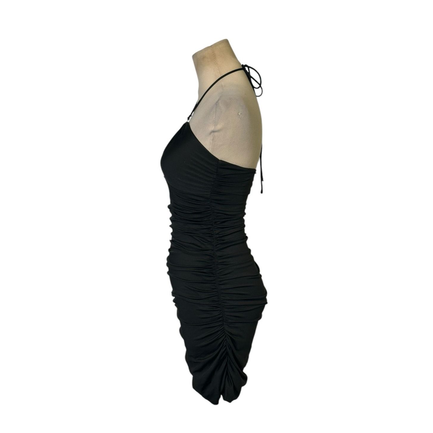 PRINCESS POLLY Princess Polly black halter cut out ruched mini dress size 2 Size XS / US 0-2 / IT 36-38 - 6 Thumbnail