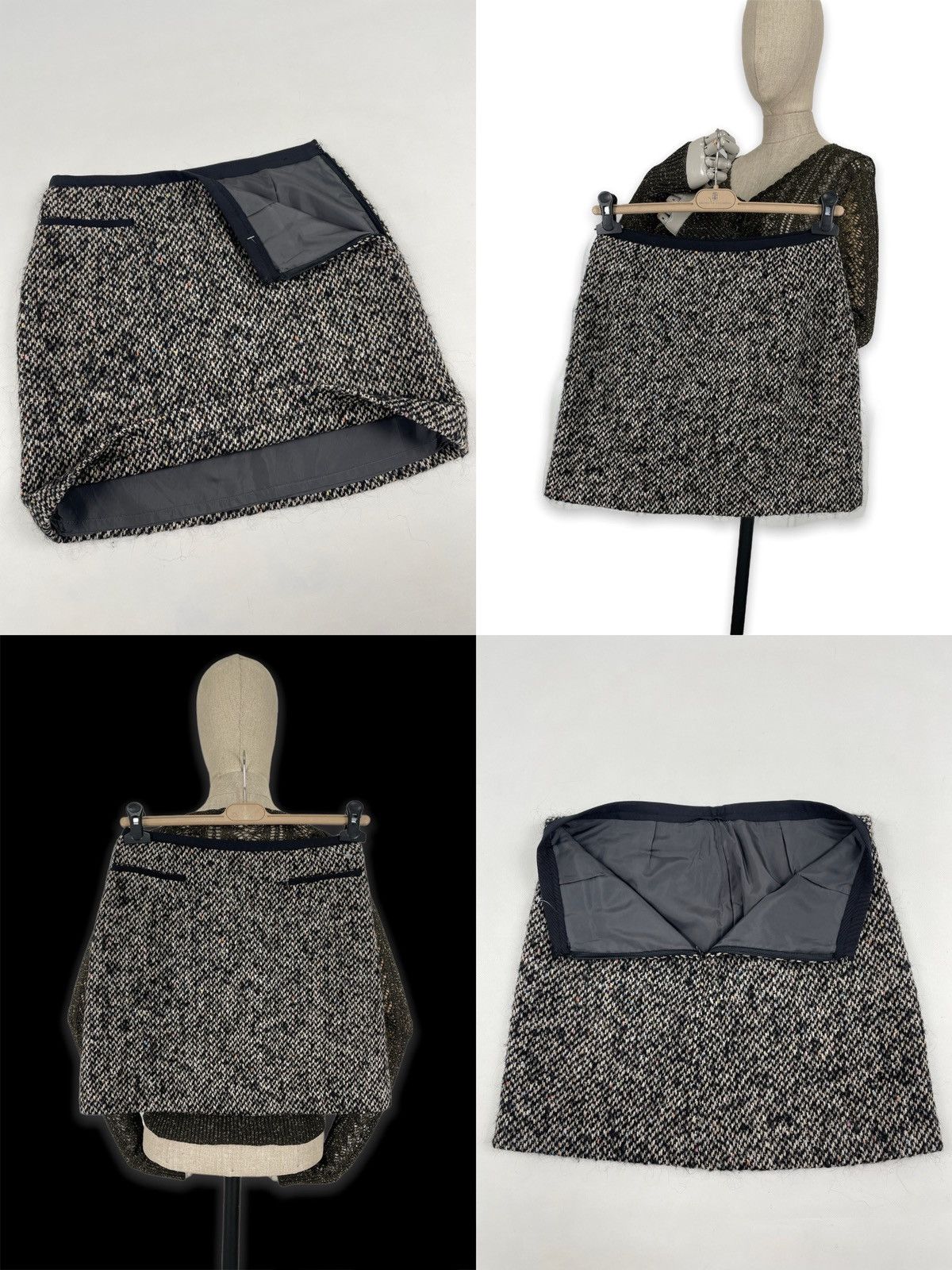 Japanese Brand × Tomorrowland Rare Japan Collection Wool Tweed Side Zipper Mini Straight Skirt Size 26" / US 2 / IT 38 - 1 Thumbnail
