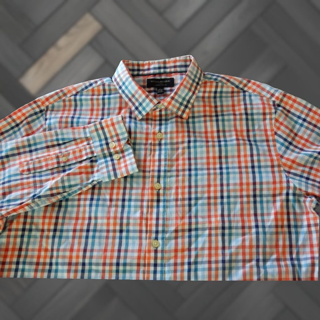 Banana Republic Banana Republic Mens Slim Fit Long Sleeve Plaid Button Up Shirt XL Size US XL / EU 56 / 4 - 1 Thumbnail