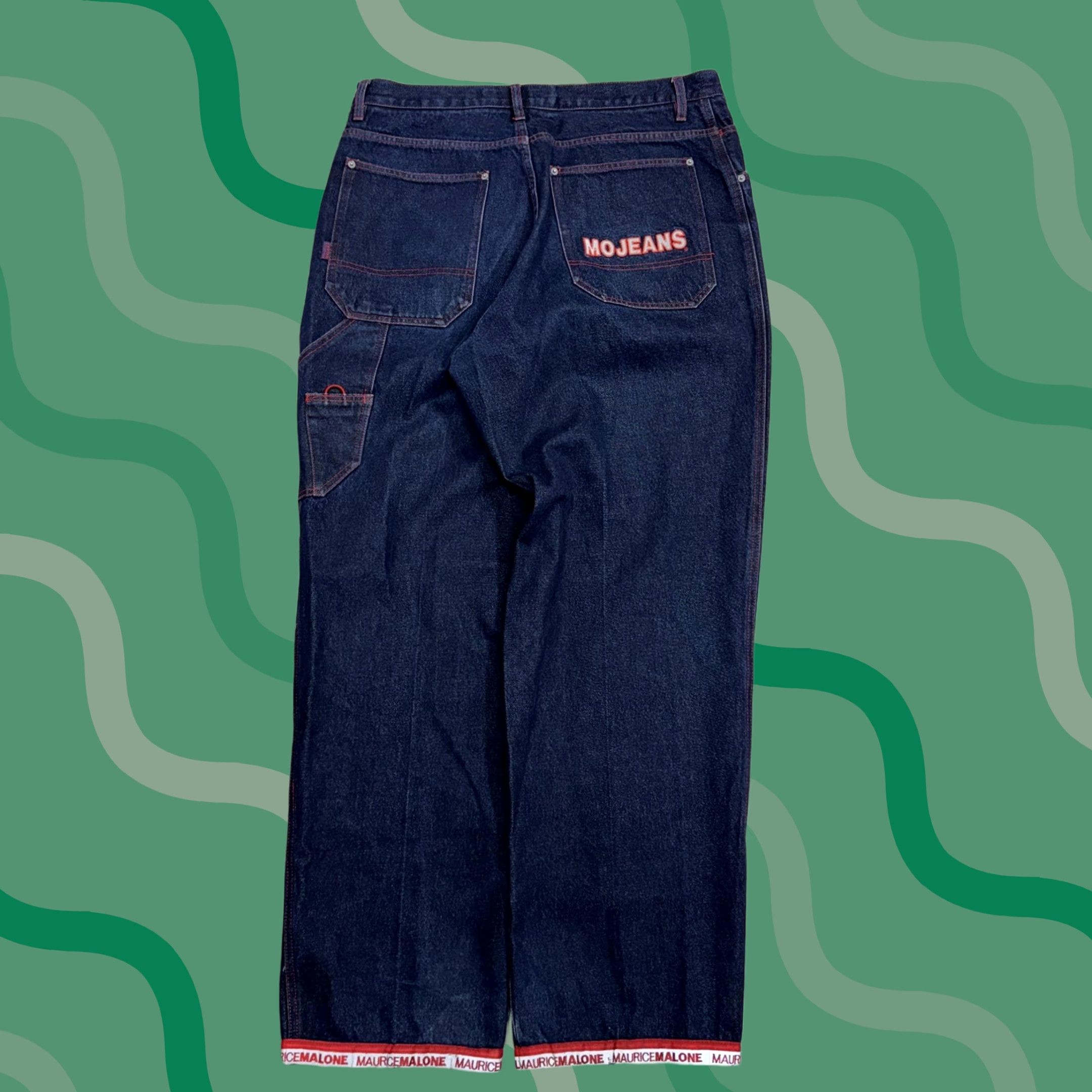 Vintage VINTAGE MOJEANS Jeans Mens 40x34 Blue Wide-Leg 5-Pocket Cotton Solid Logo Y2K Maurice Malone Hong Kong Mens Size US 40 / EU 56 - 1 Thumbnail
