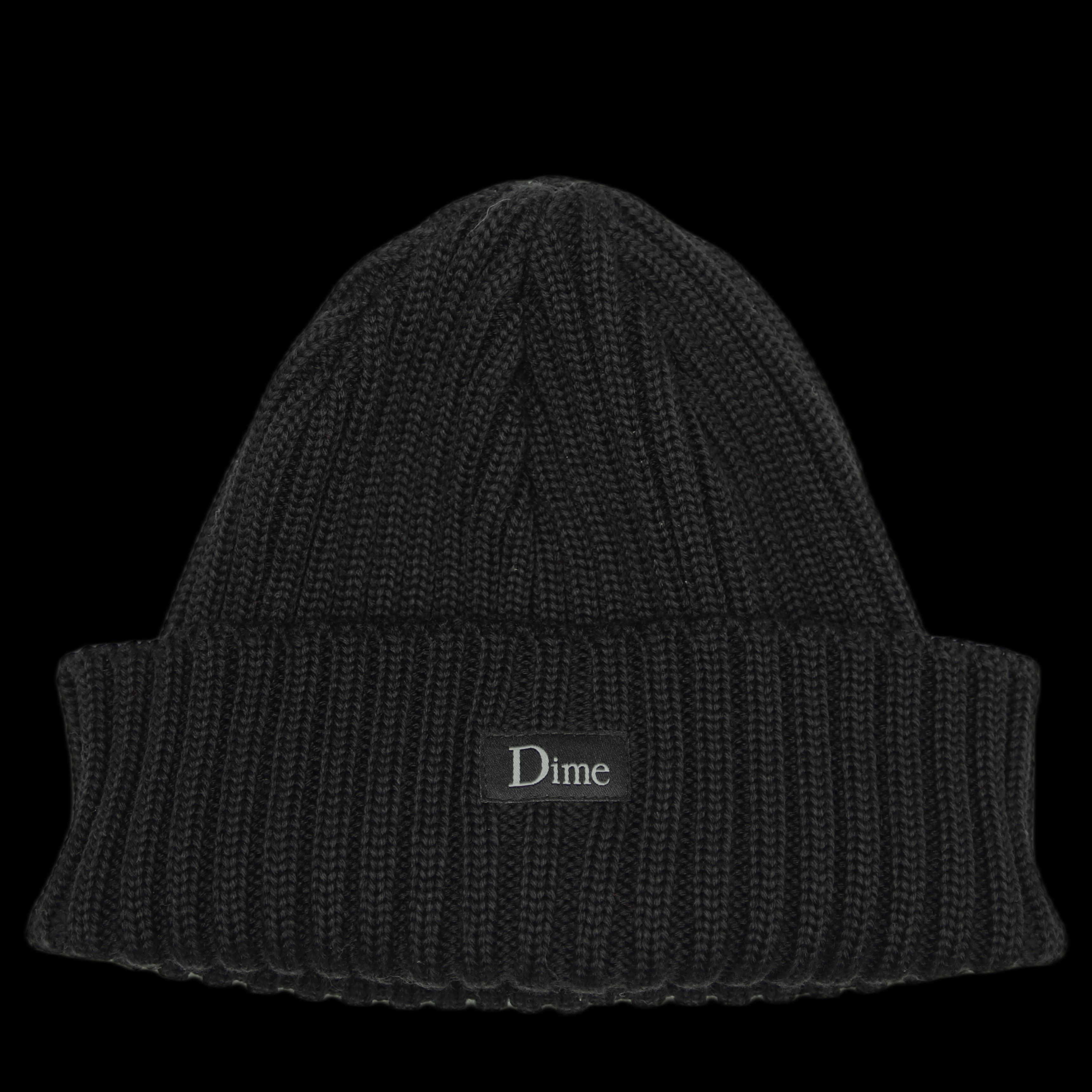 image of Tuque Dime Rib Laine De Merino Beanie Noir in Black, Men's