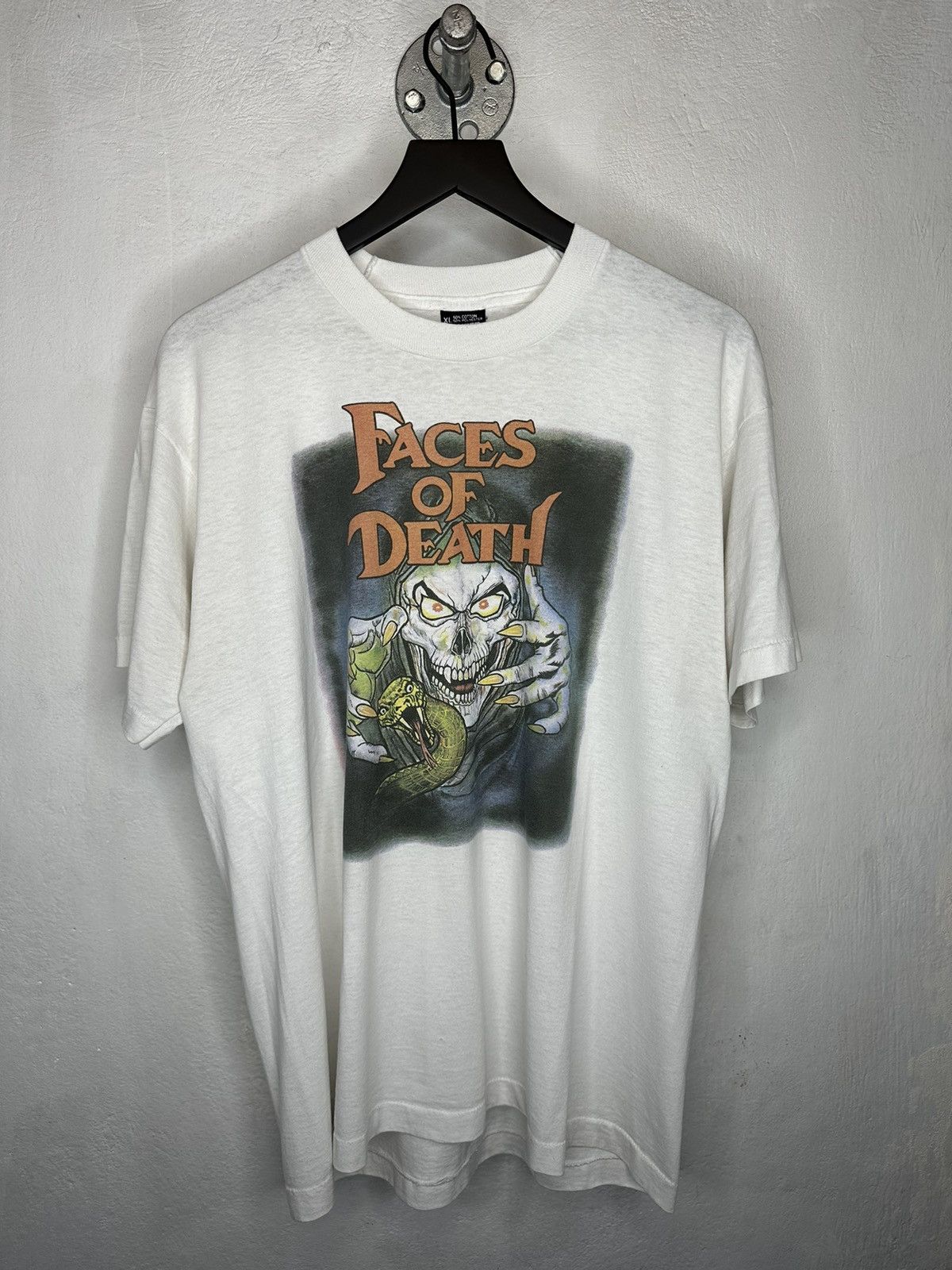 image of Expert Horror x Vintage Faces Of Death Grail in White, Men's (Size XL)