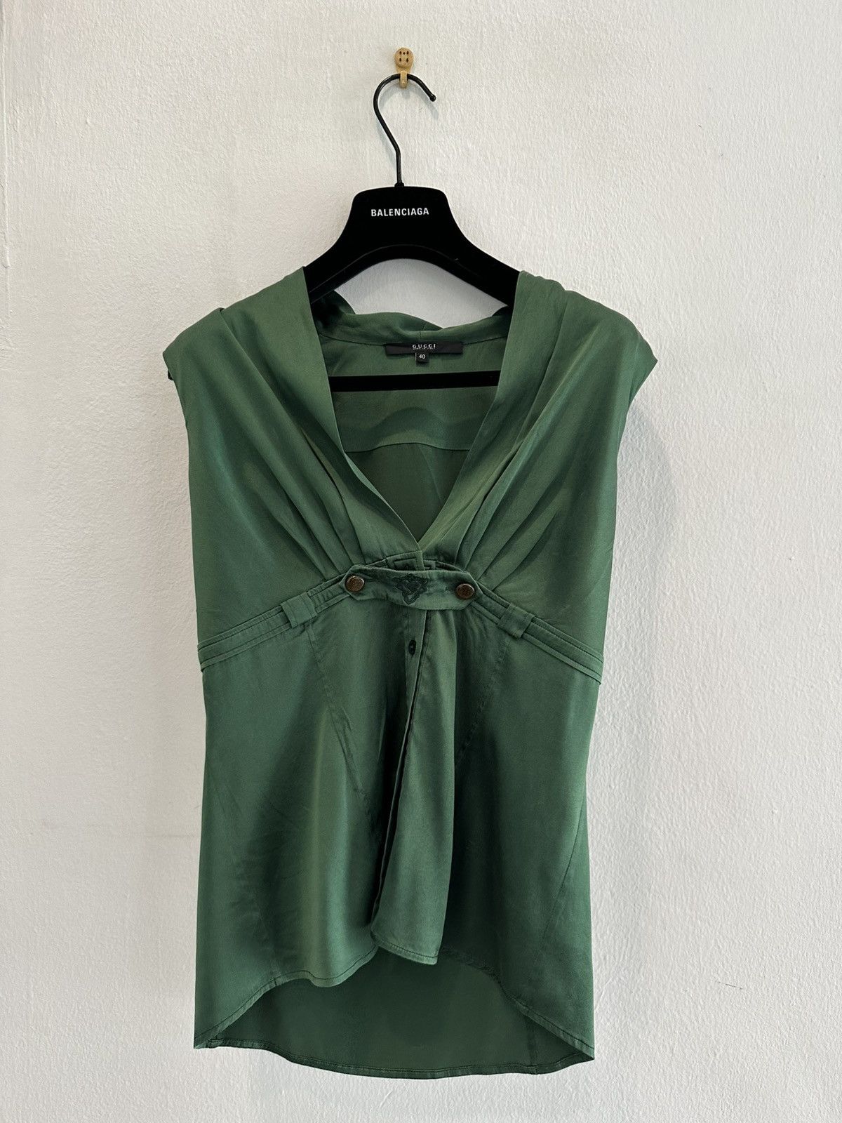 Gucci Vintage Gucci Blouse in Green Silk Size S / US 4 / IT 40 - 1 Thumbnail
