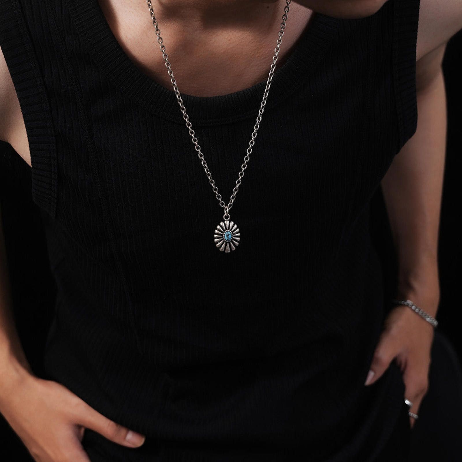 Other Silver Pendant Necklace with Blue Gem Size ONE SIZE - 6 Thumbnail