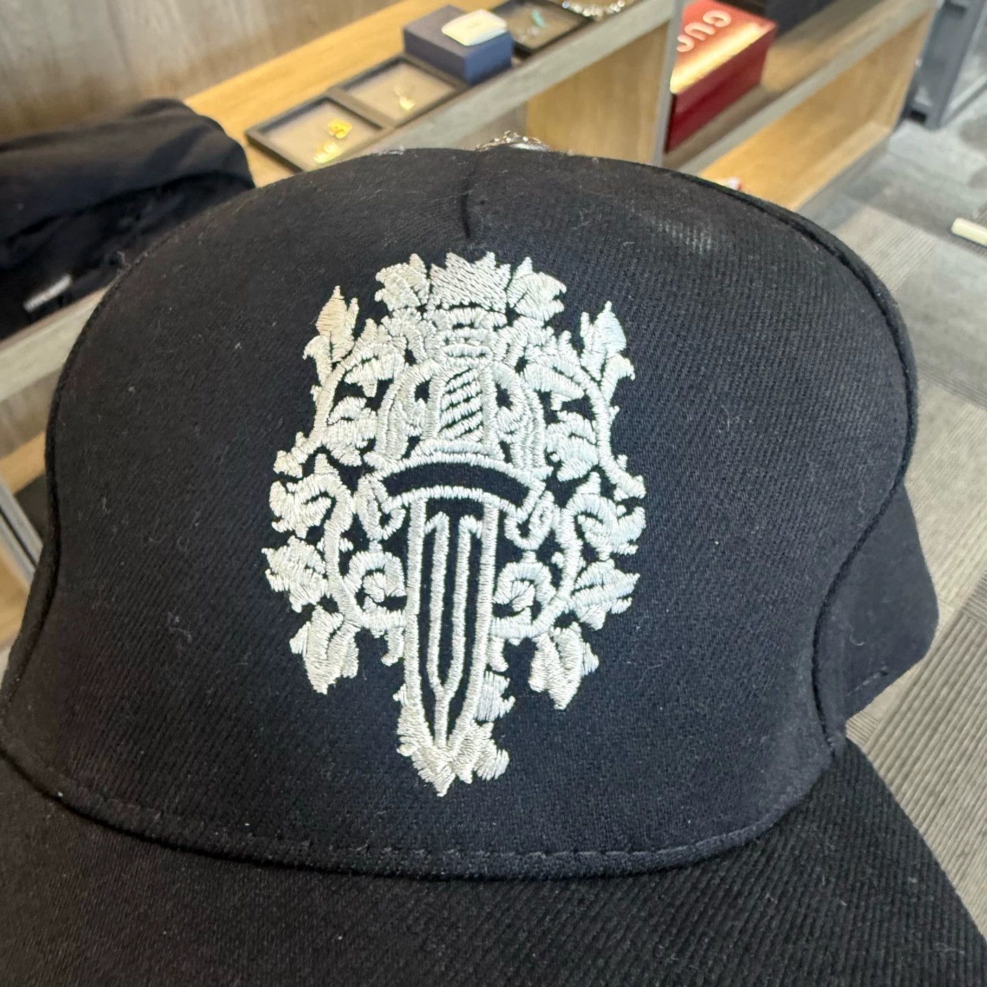 Chrome Hearts Chrome Hearts Black Vine Sword Dagger Stitched Cap (Used) Size ONE SIZE - 2 Thumbnail
