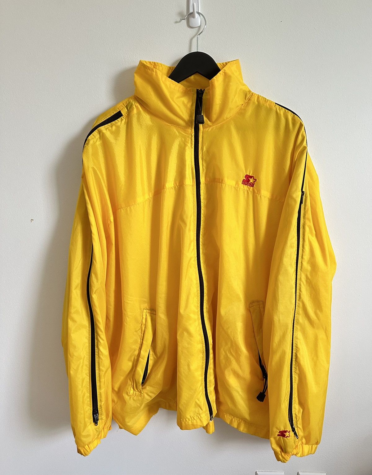 Starter STARTER 90s Yellow Embroidered Zipper Sleeve Windbreaker Size US XL / EU 56 / 4 - 1 Thumbnail