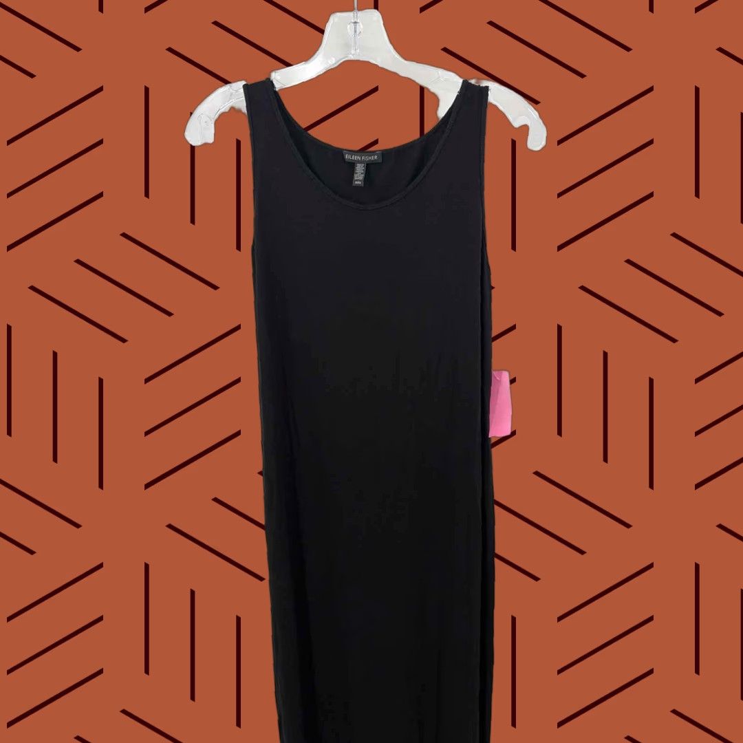 Pre-Owned Eileen Fisher Black Maxi Sleeveless Dress Medium
