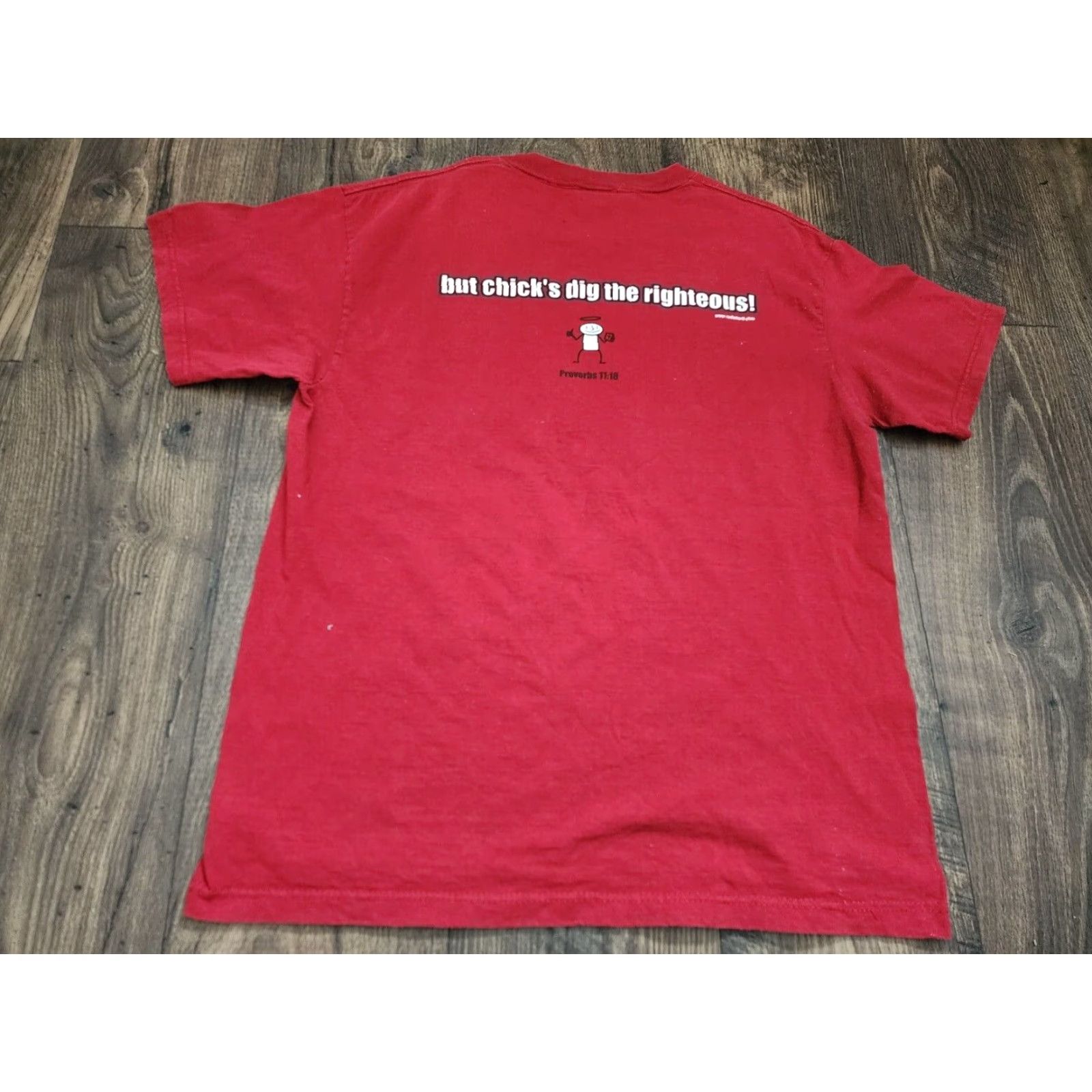 Delta VINTAGE Delta T-Shirt Mens M Red 2000s Christian Chicks Dig Me Proverbs 11:18 Crew Neck Size US M / EU 48-50 / 2 - 2 Thumbnail
