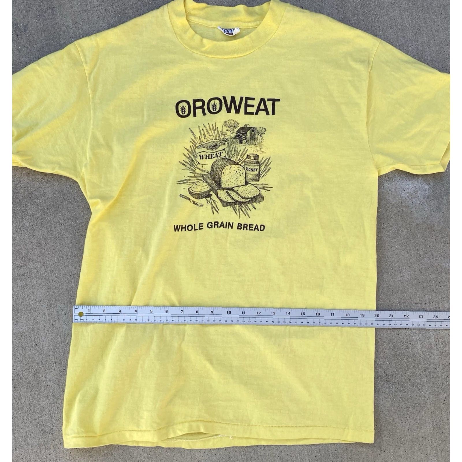 Hanes VINTAGE Hanes Beefy-T T-Shirt Mens XL Orowheat Whole Grain Bread Graphic Print Yellow 1980s Retro Vintage Size US XL / EU 56 / 4 - 7 Thumbnail