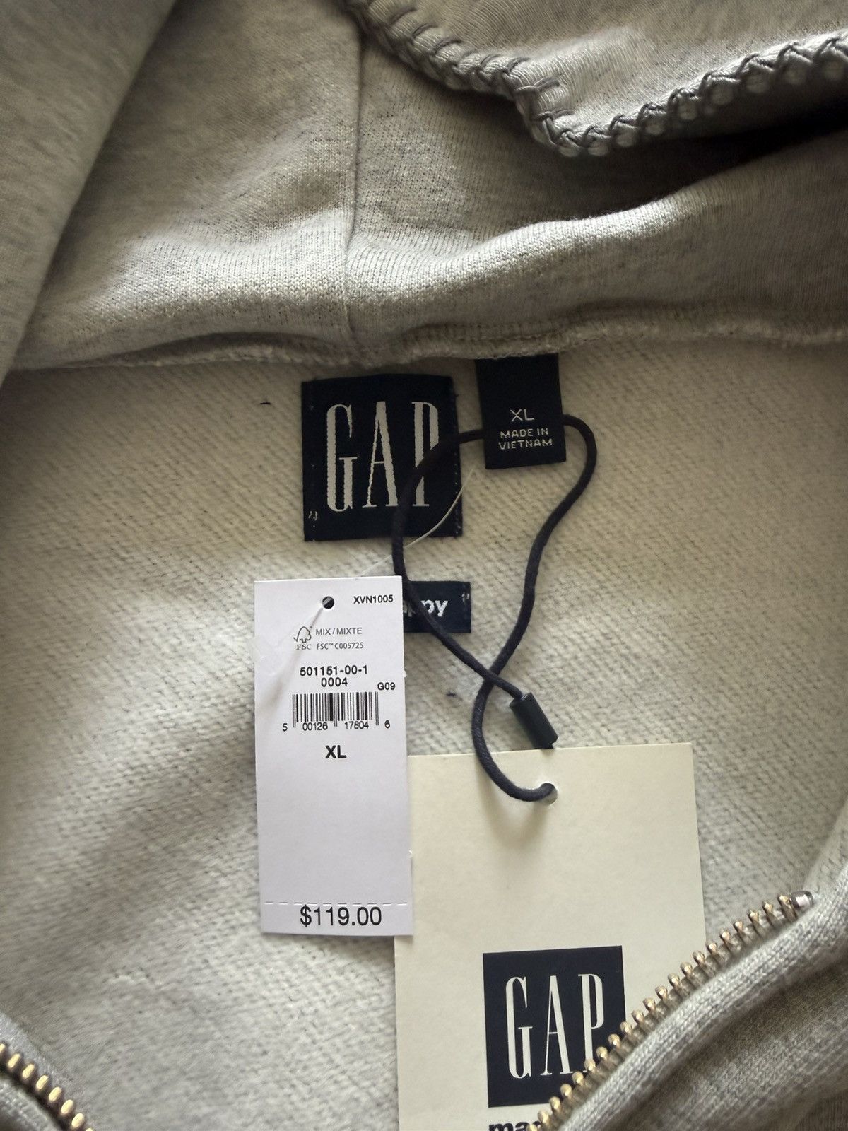 Gap × Madhappy GAP x MAD Happy Full Zip Hoodie Oatmeal Grey Logo Hoodie XL Size US XL / EU 56 / 4 - 4 Thumbnail