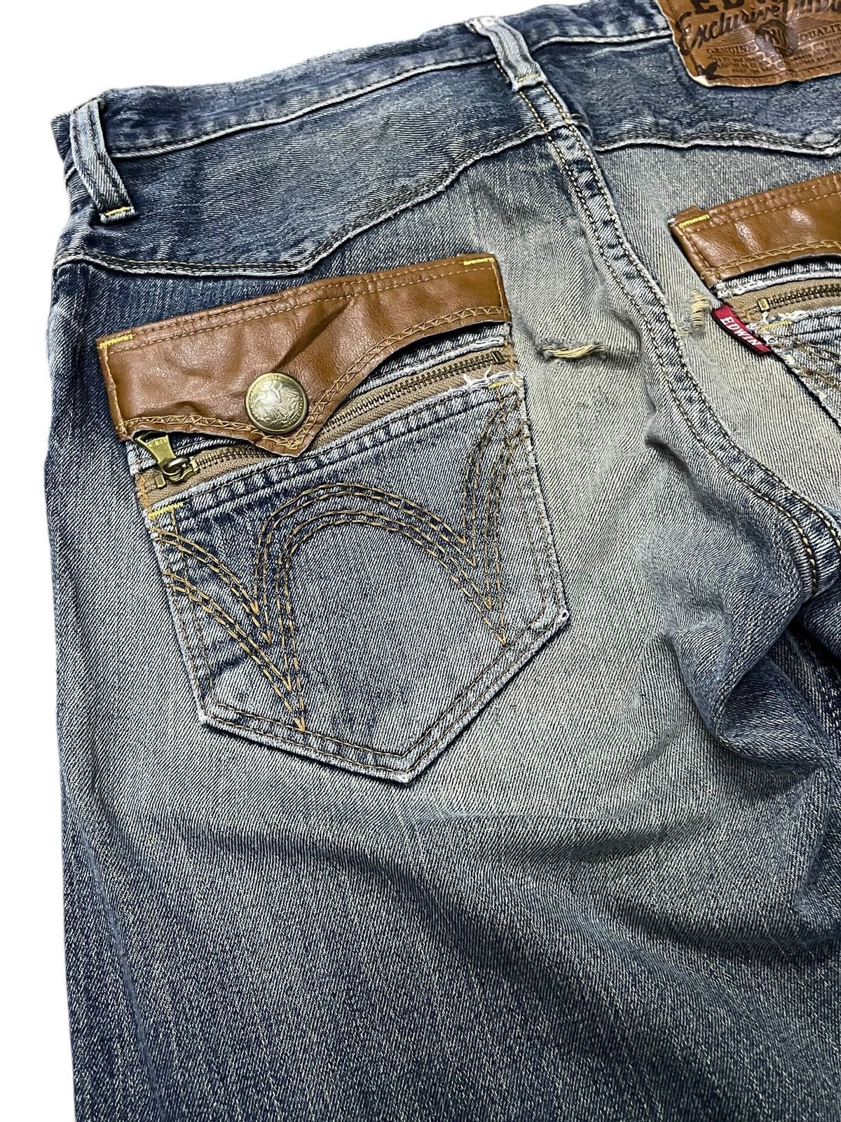 Edwin × If Six Was Nine × Vintage Edwin XV 404 Mud Wash Leather Trimmed Loose Jeans Size US 32 / EU 48 - 15 Thumbnail