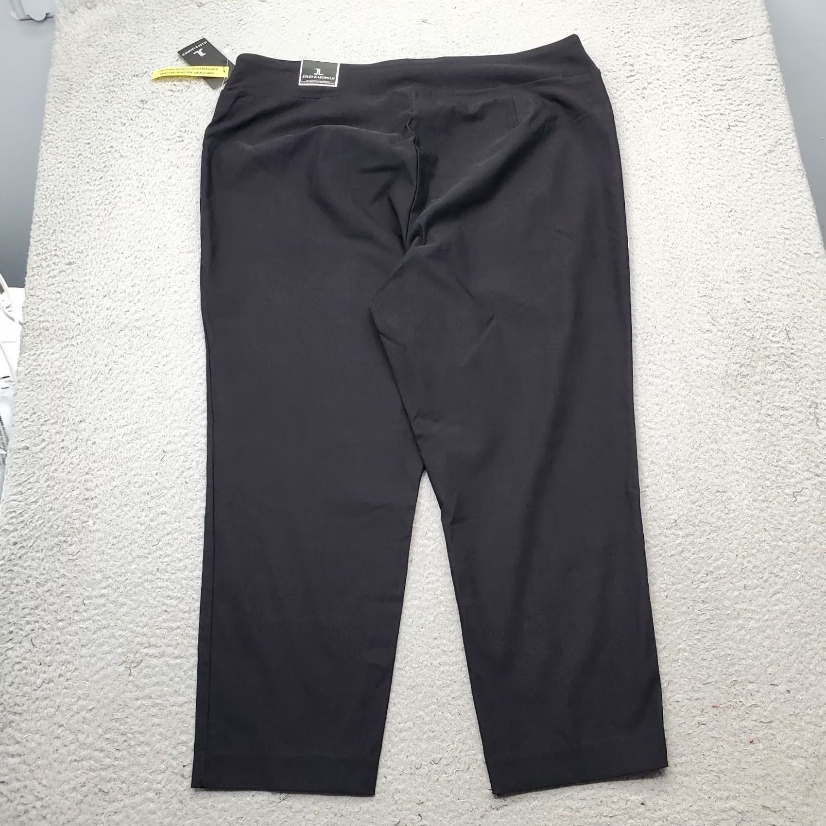 Vintage Jules & Leopold Womens 22 Black Ankle Pants Stretch High Waisted Pull On Slim Straight Pants Size 40" / US 18 - 2 Thumbnail