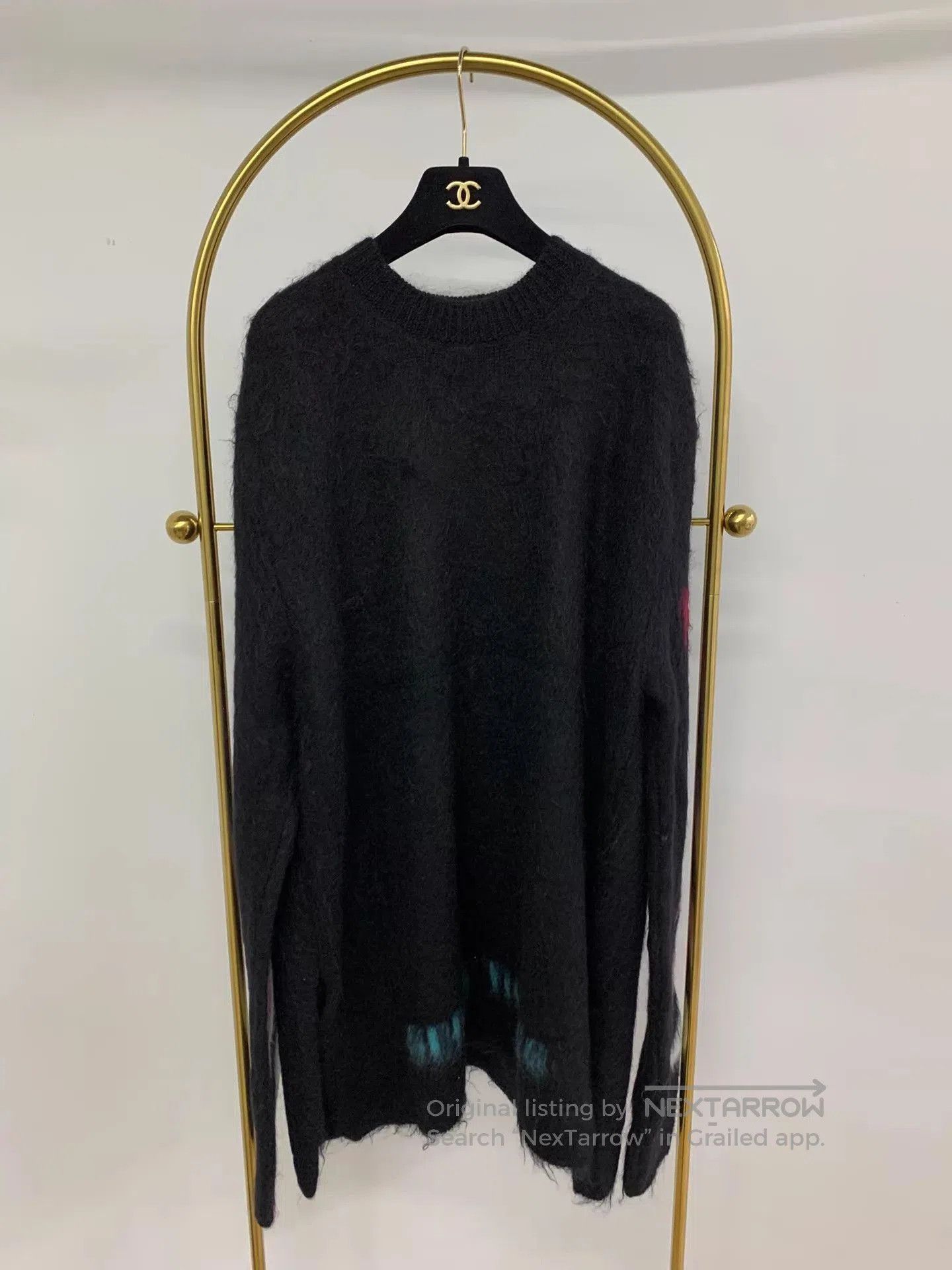 Off-White Black Knit Sweater with Distressed Accents . Size US S / EU 44-46 / 1 - 1 Thumbnail