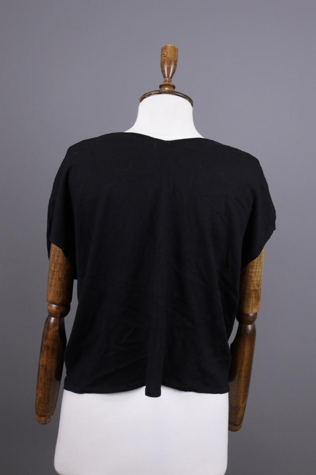Wolford Wolford Black Short Sleeve V-Neck Knit Top Shirt Size L Size L / US 10 / IT 46 - 8 Thumbnail