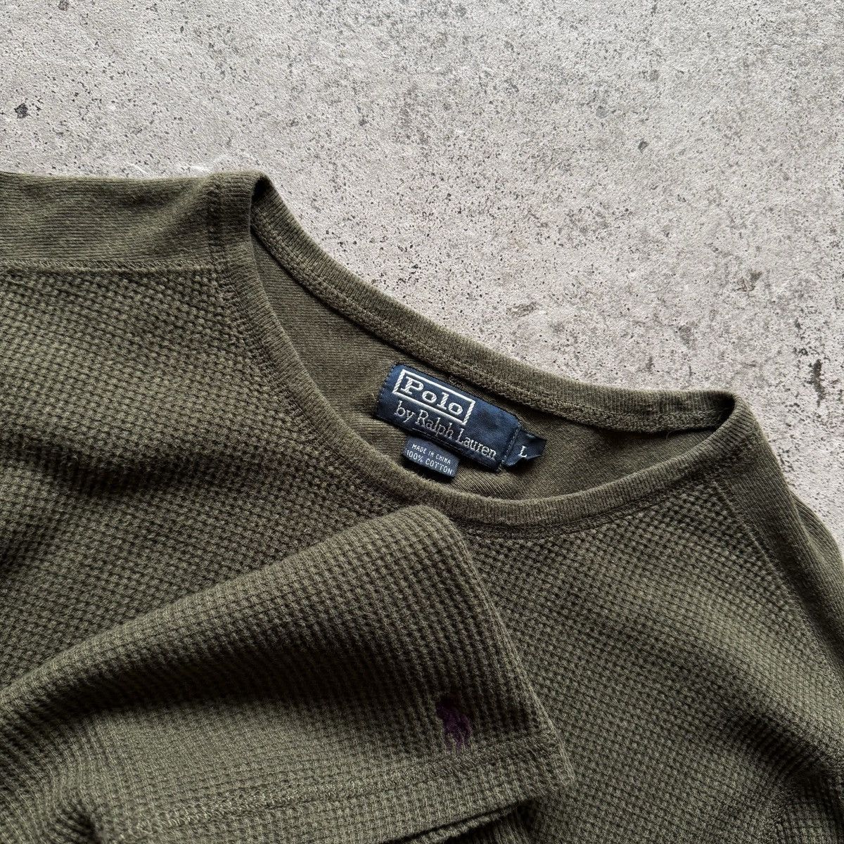 Polo Ralph Lauren Polo by Ralph Lauren Thermal-Knit Waffle LS Top Shirt Green Size US L / EU 52-54 / 3 - 6 Thumbnail