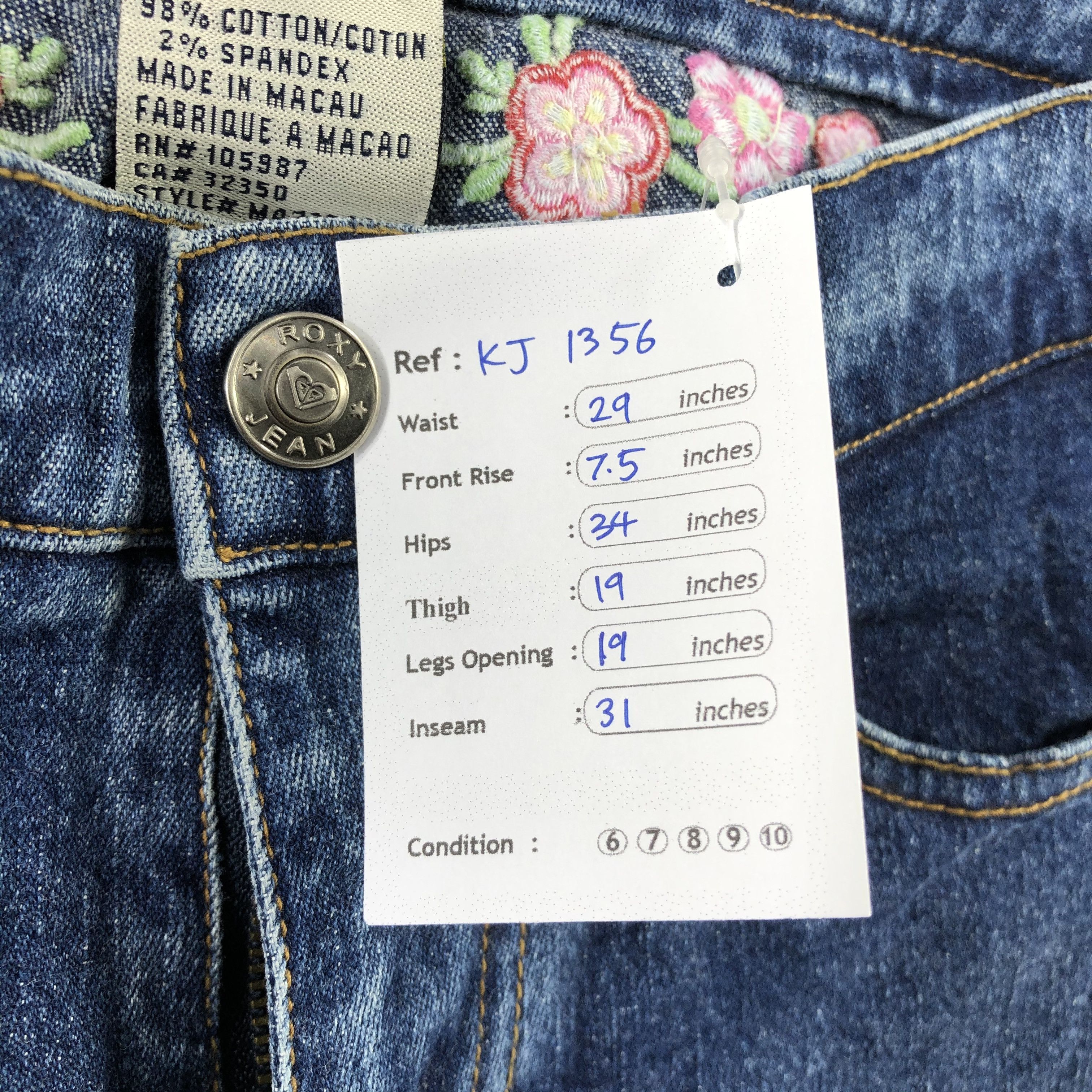 Quiksilver Roxy Jeans Blue Flare Denim KJ1356 Size 29" - 12 Thumbnail