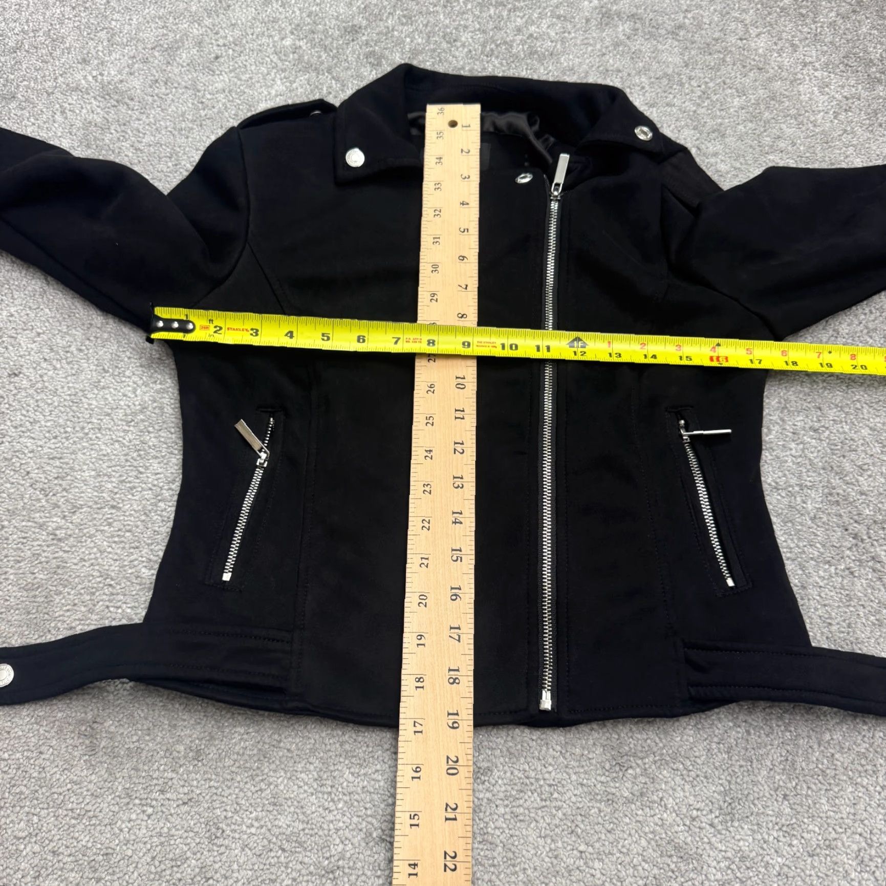 Vintage Chartou Motorcycle Jacket Womens XS Black Faux Suede Zip Biker Moto Coat Size XS / US 0-2 / IT 36-38 - 7 Thumbnail